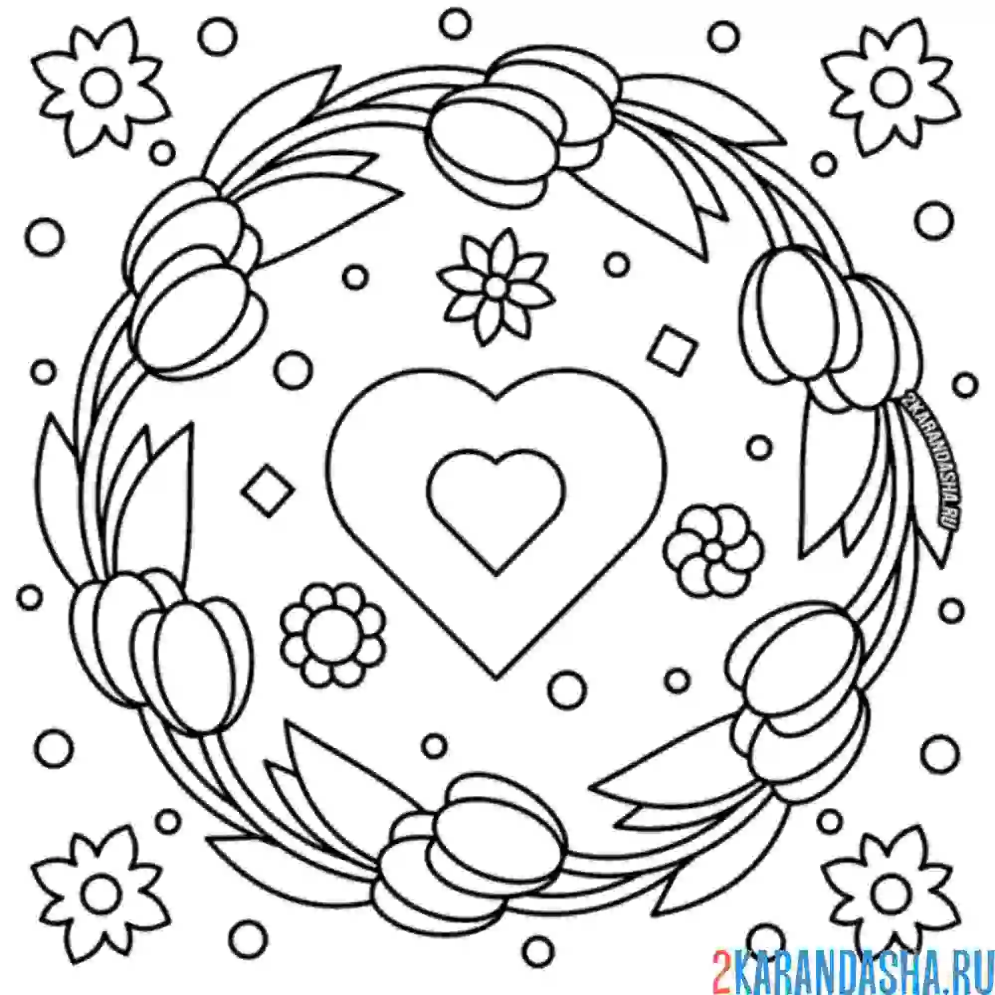 Раскраска весенние свежие тюльпаны