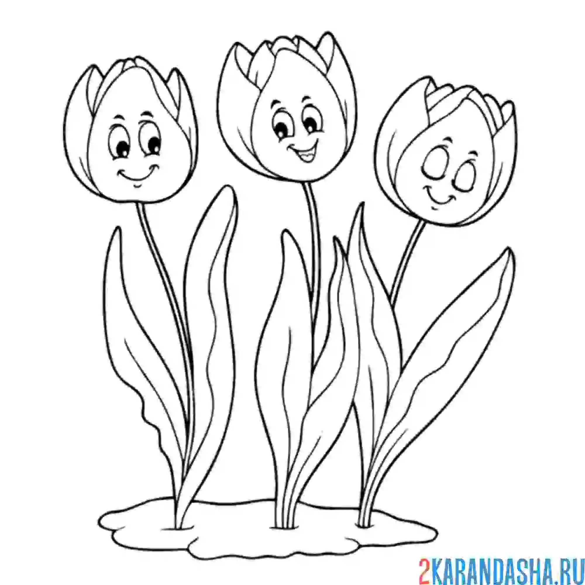 Раскраска тюльпаны с глазками