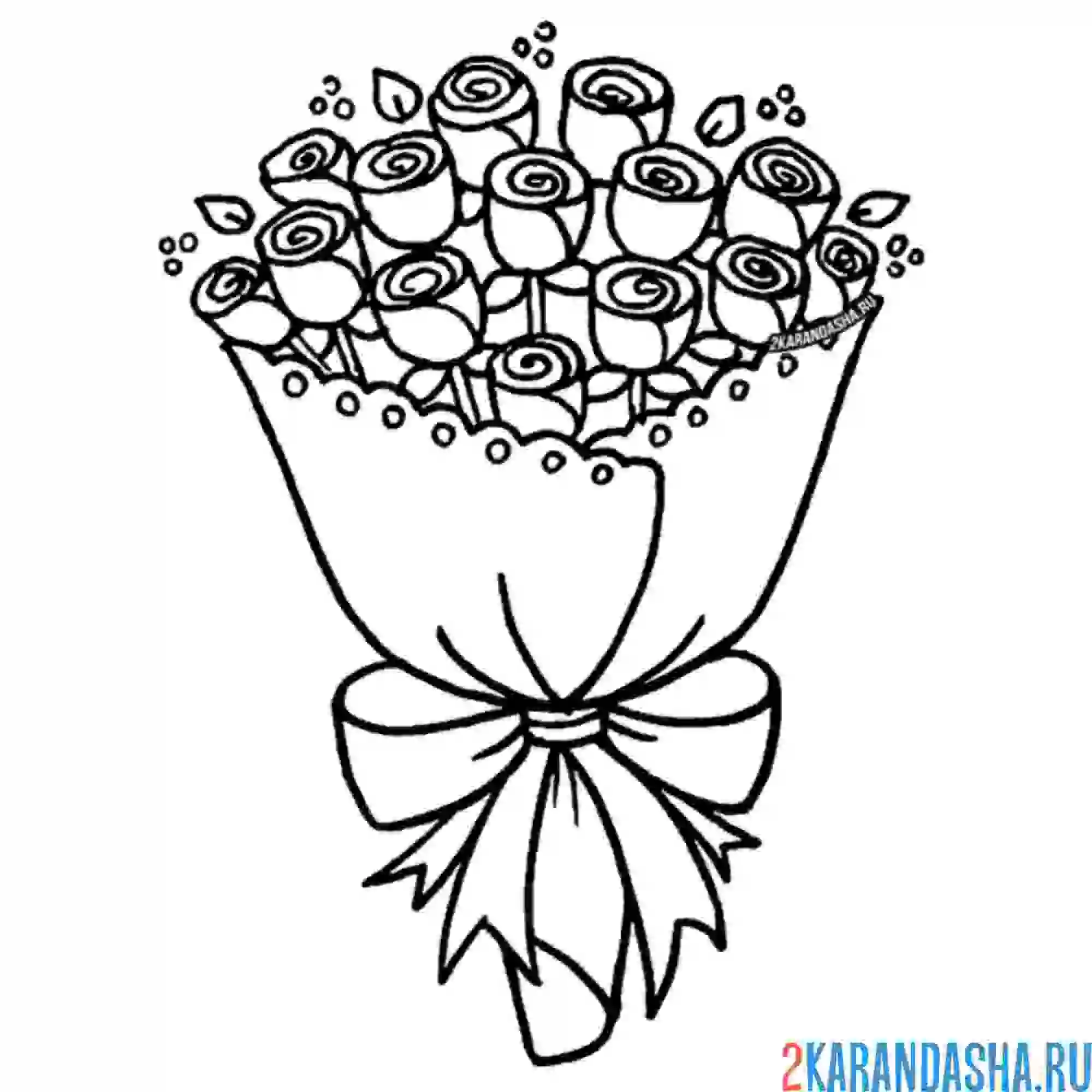 Раскраска большой букет роз