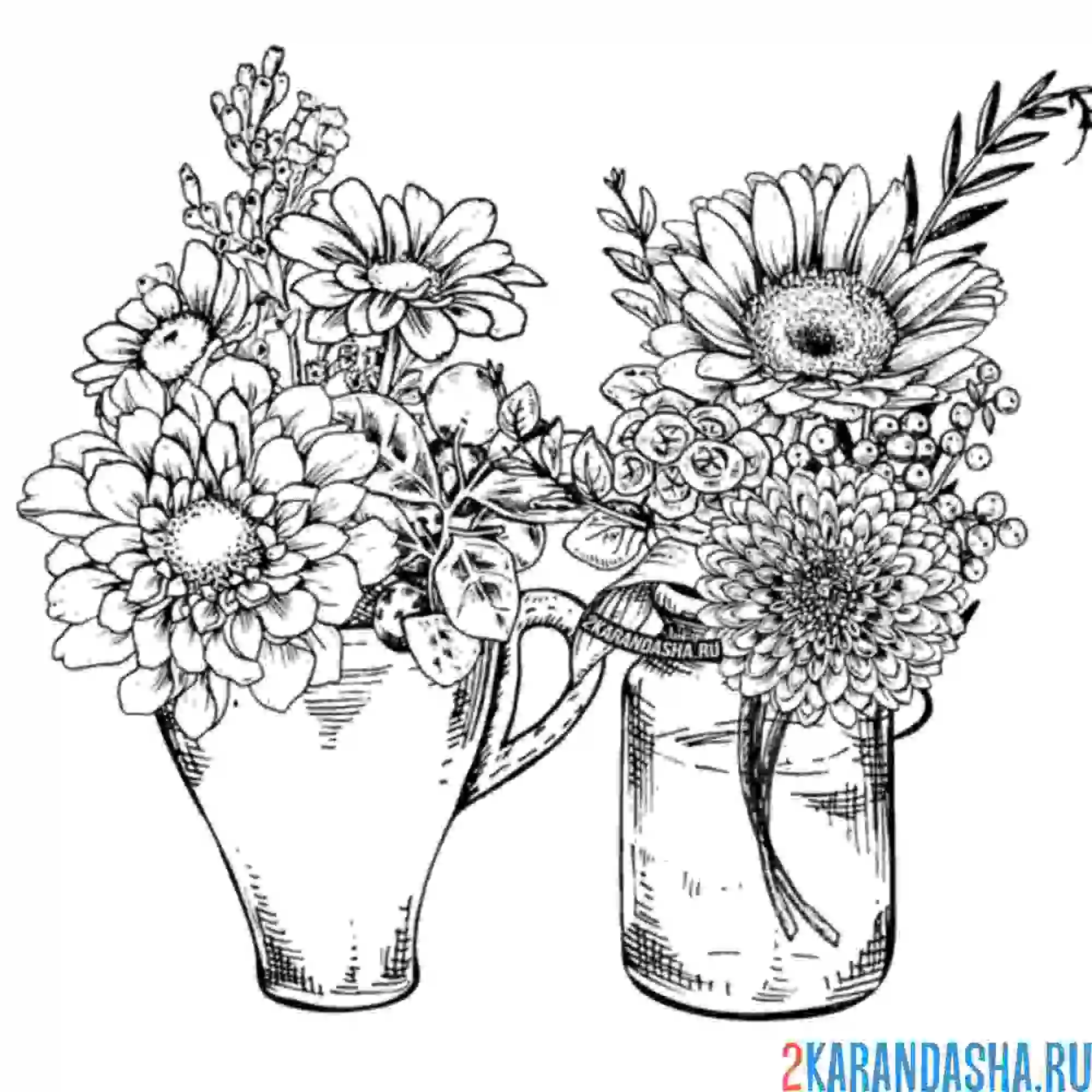 Раскраска два букета