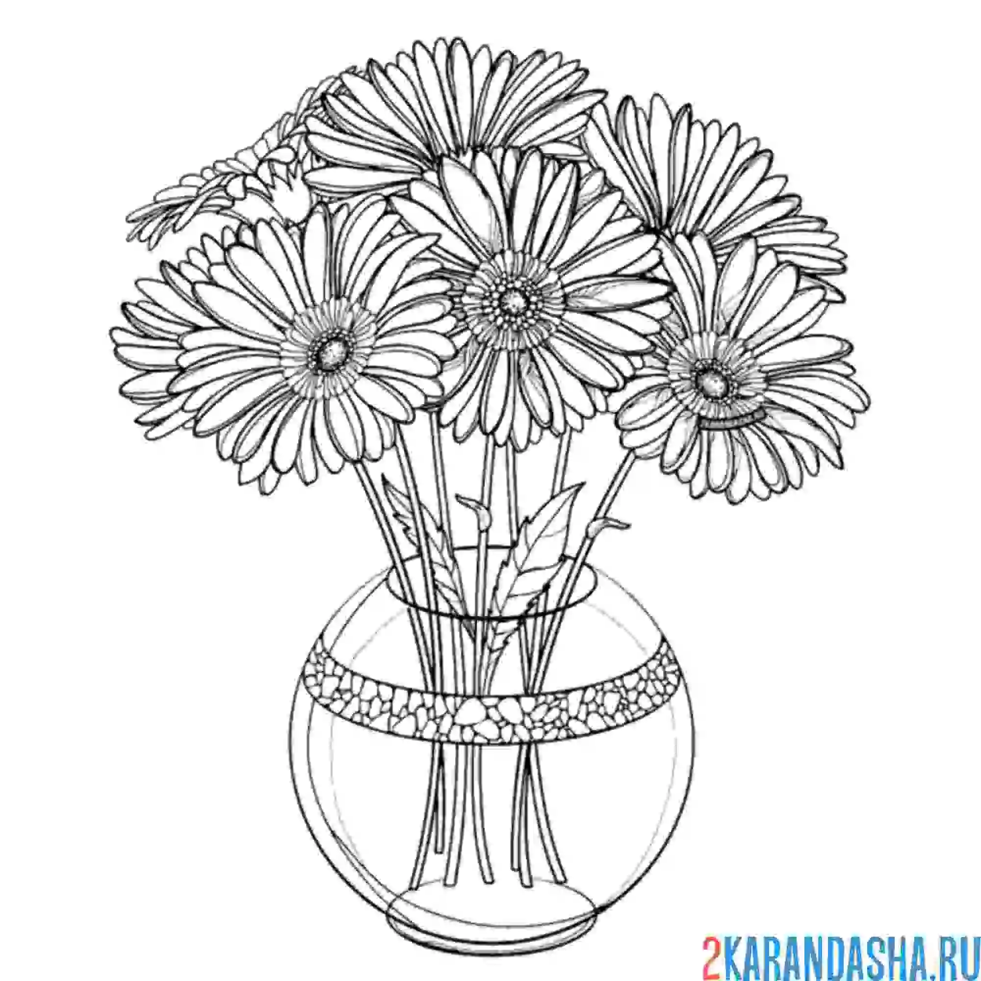 Раскраска красивый дачный букет