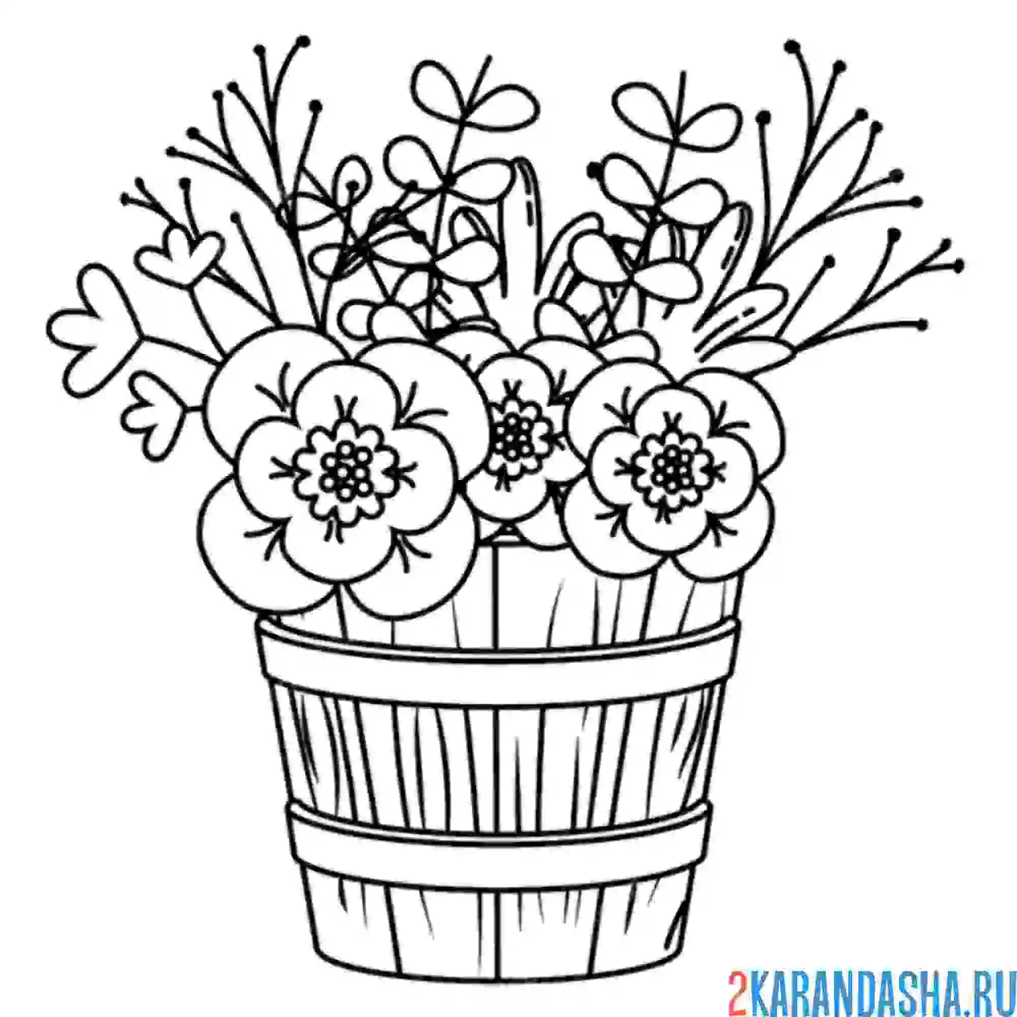Раскраска букет цветов для поздравления