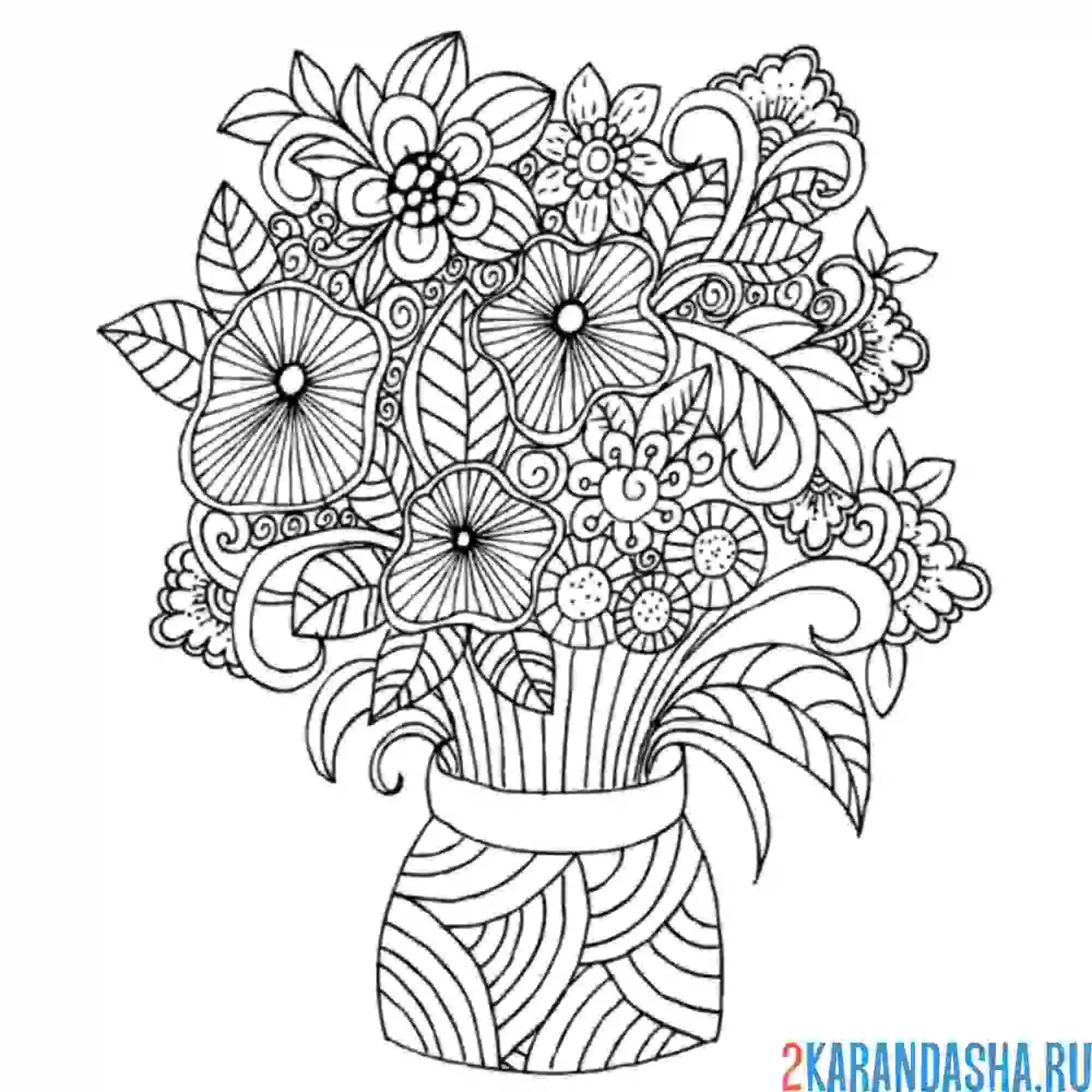 Раскраска букет-антистресс
