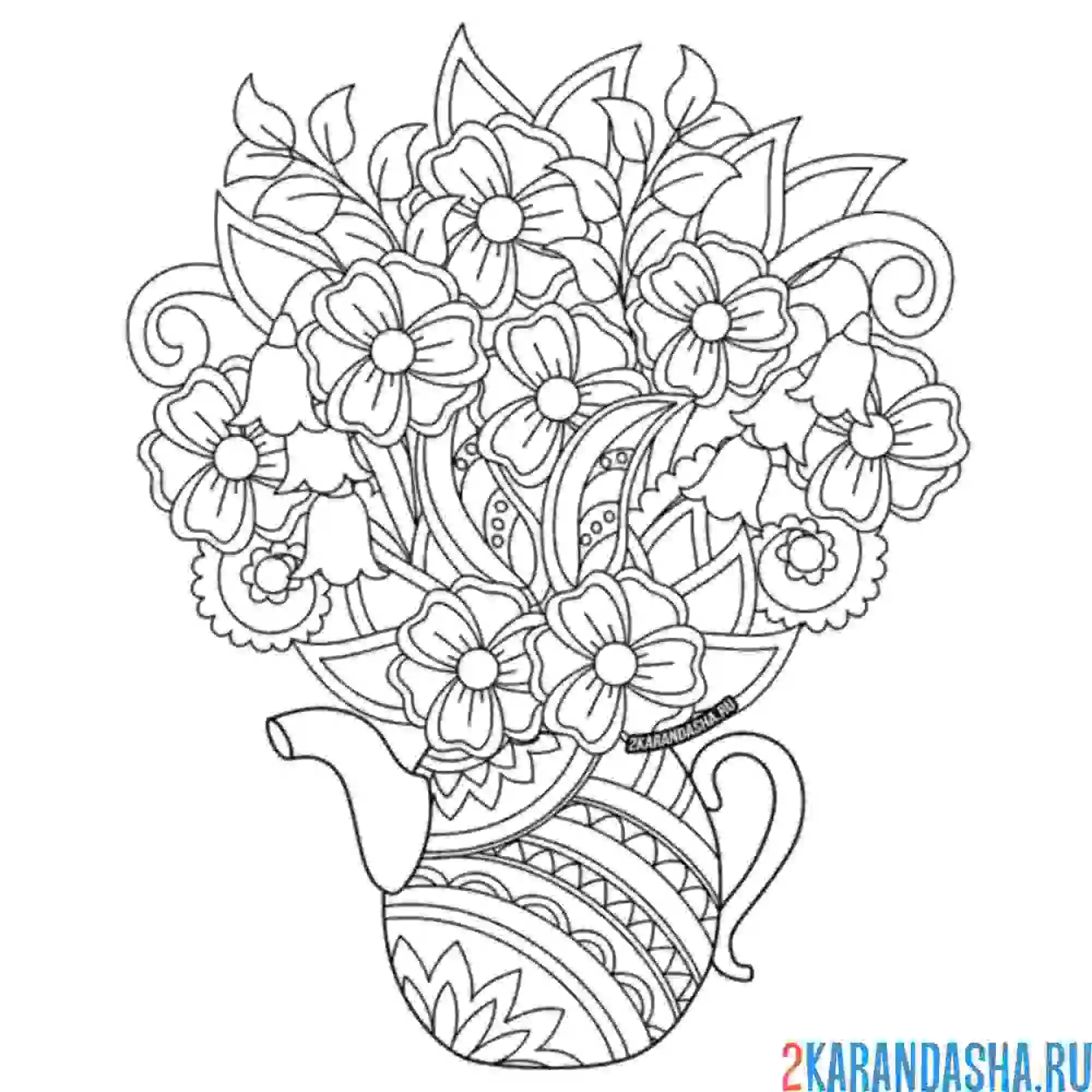 Раскраска цветочки для близких