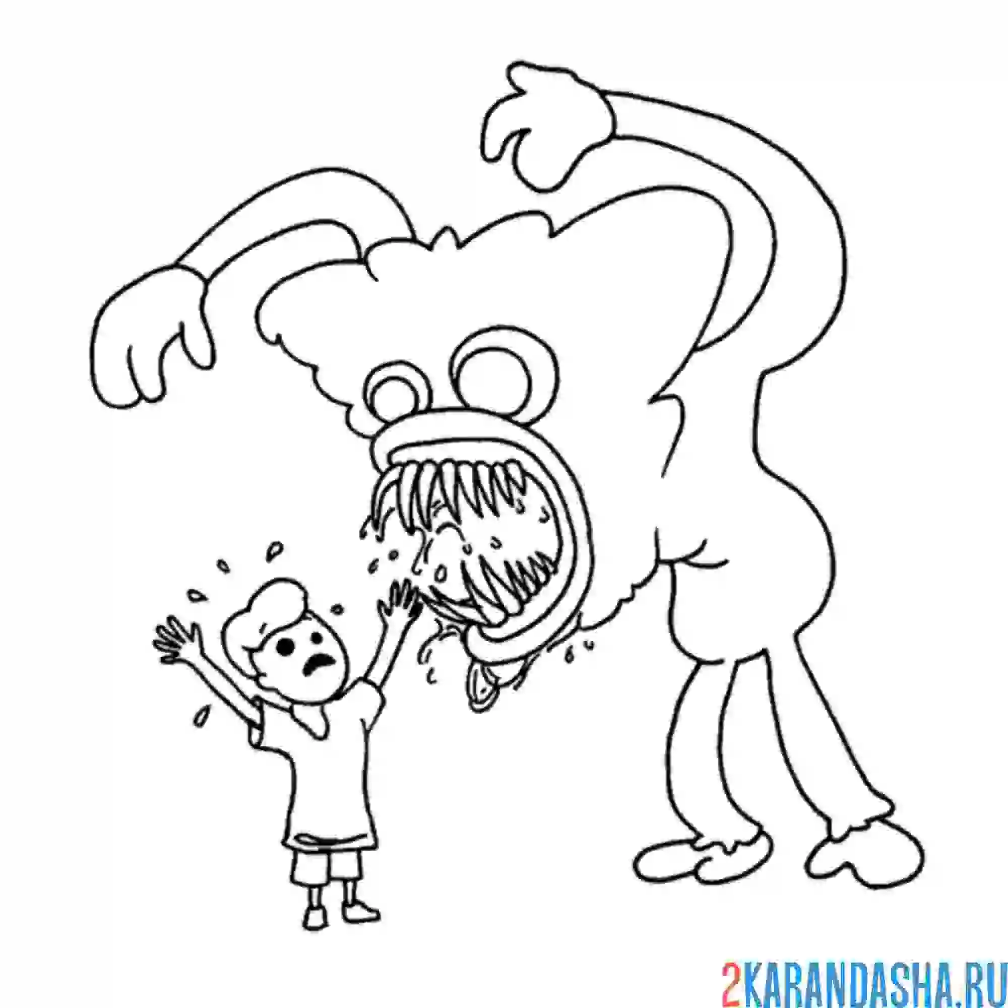 Раскраска хагги вагги нападает поппи плейтайм