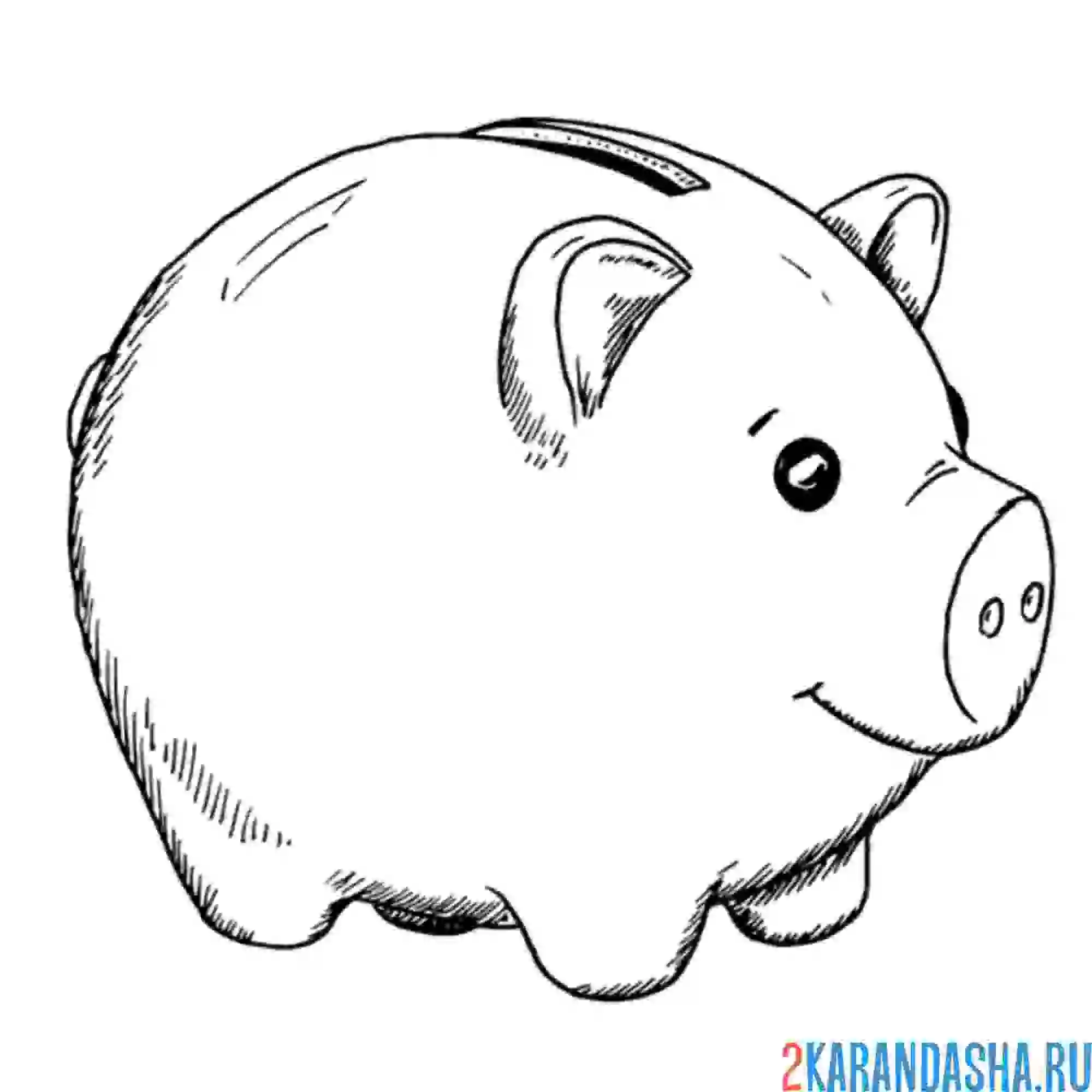 Раскраска хрюшка копилка