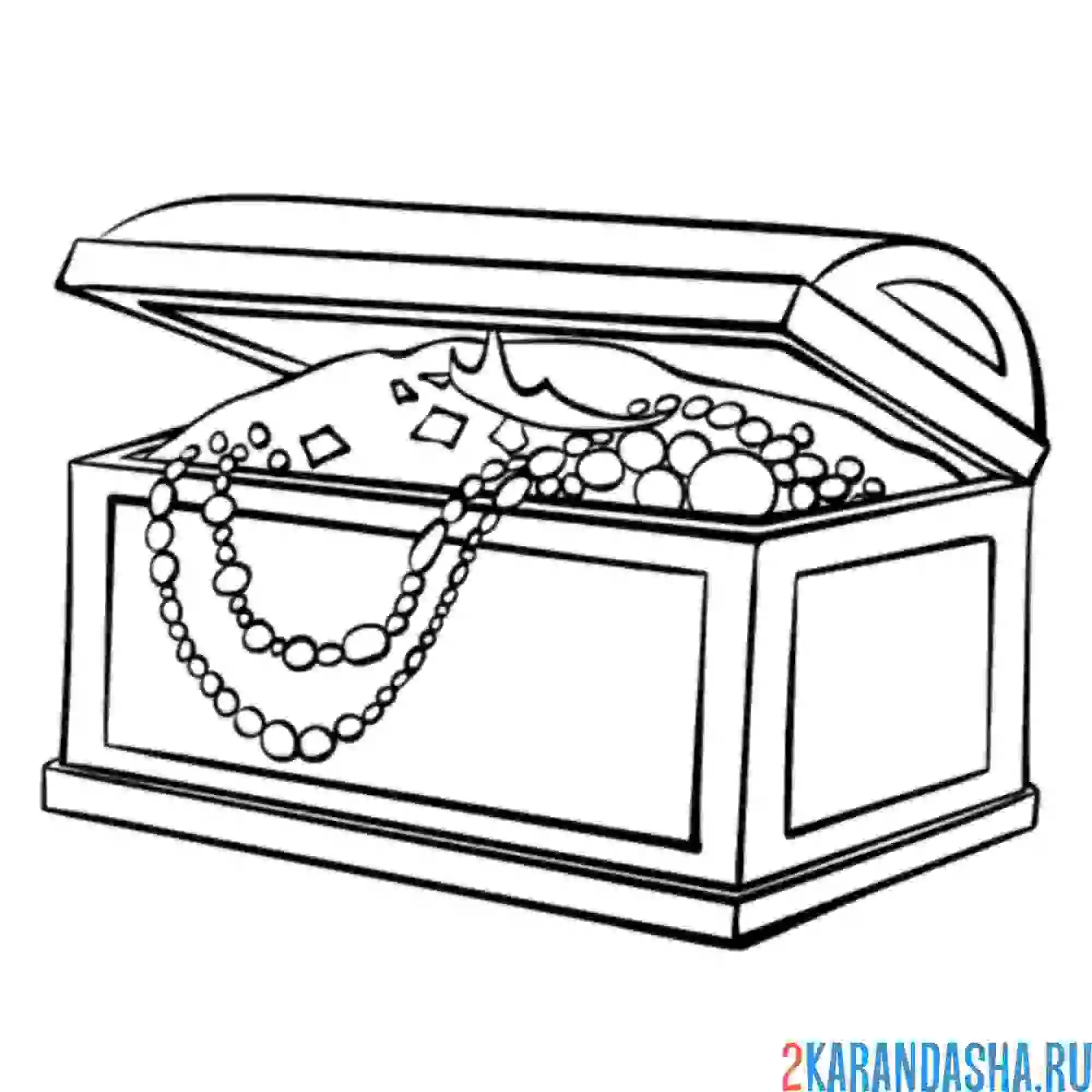 Раскраска сундук сокровища