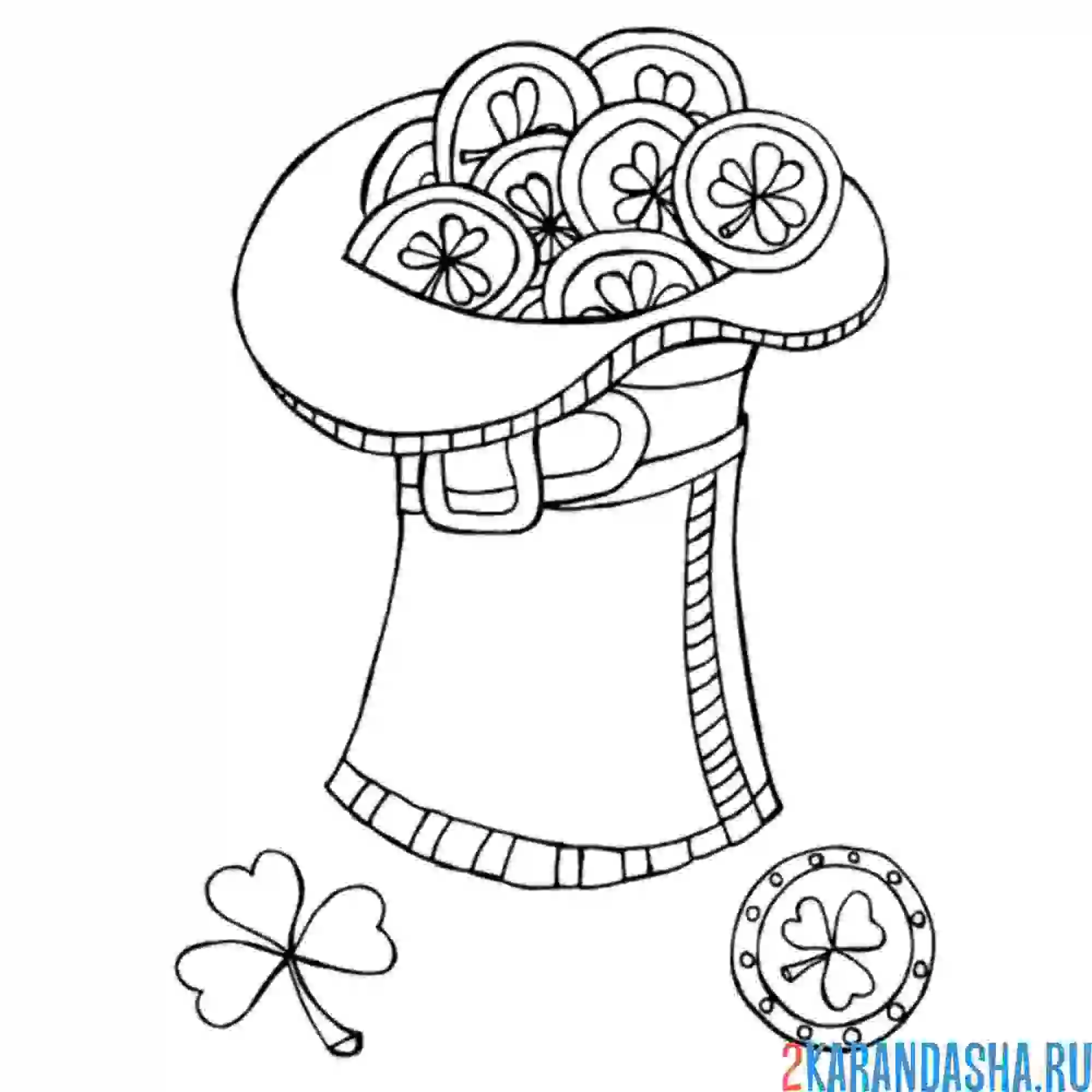 Раскраска деньги в шляпе