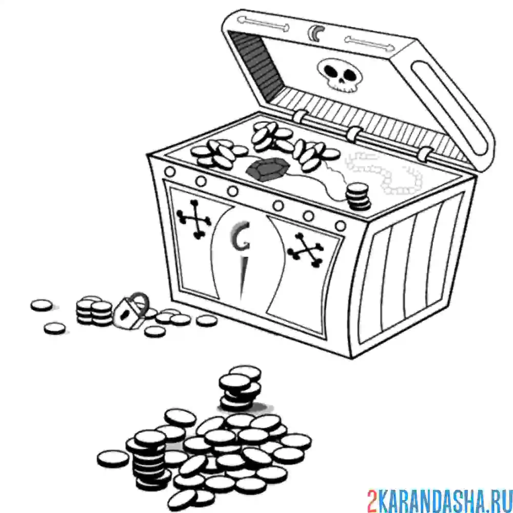 Раскраска сундук пирата