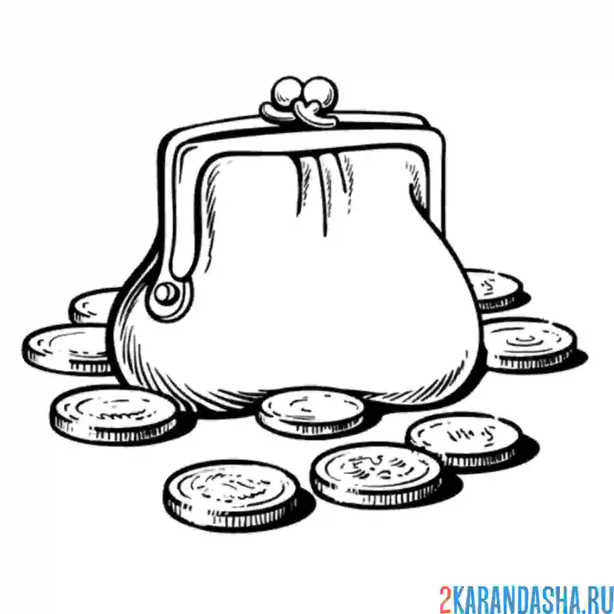 Раскраска дамский кошелек