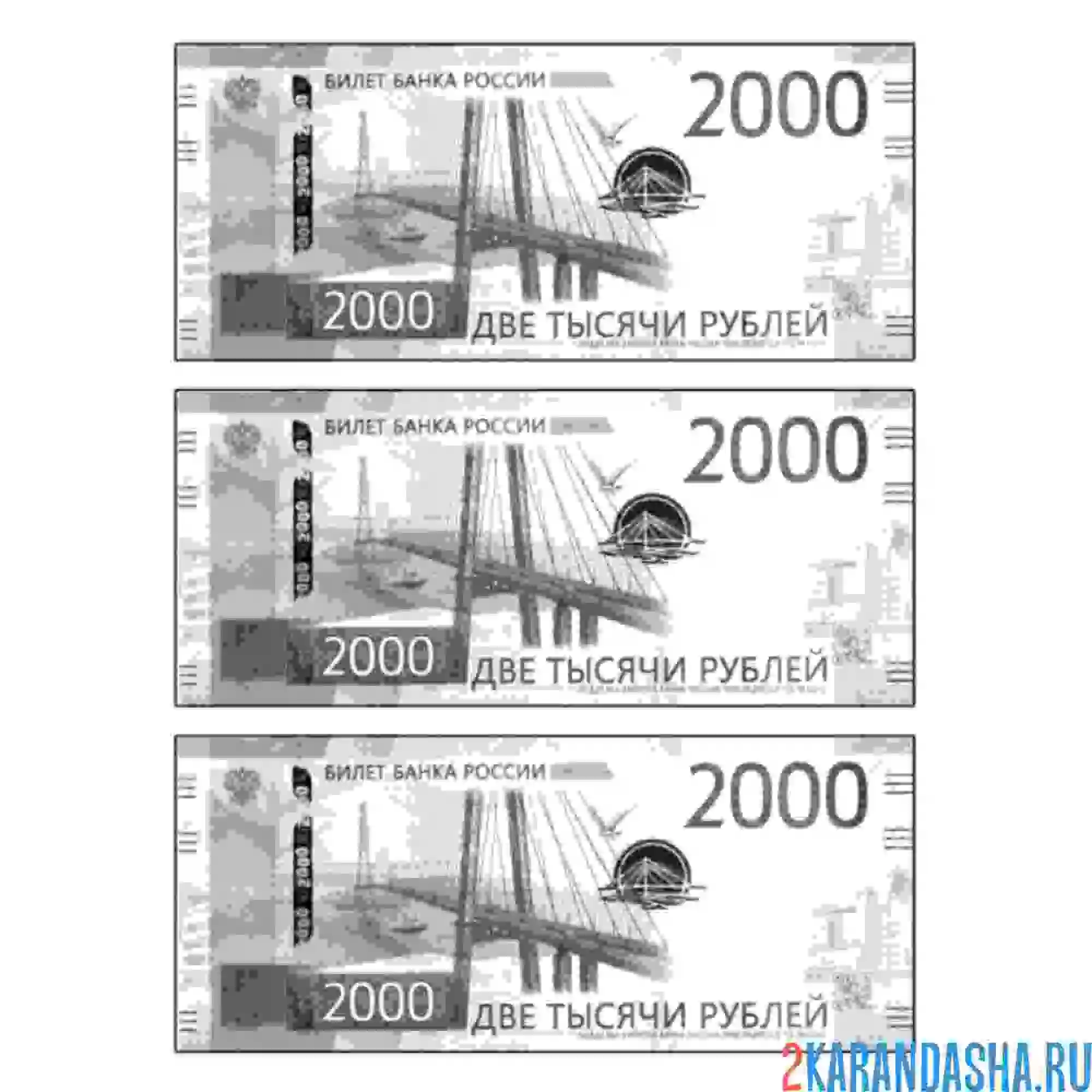 Раскраска 2000 рублей бумажные деньги