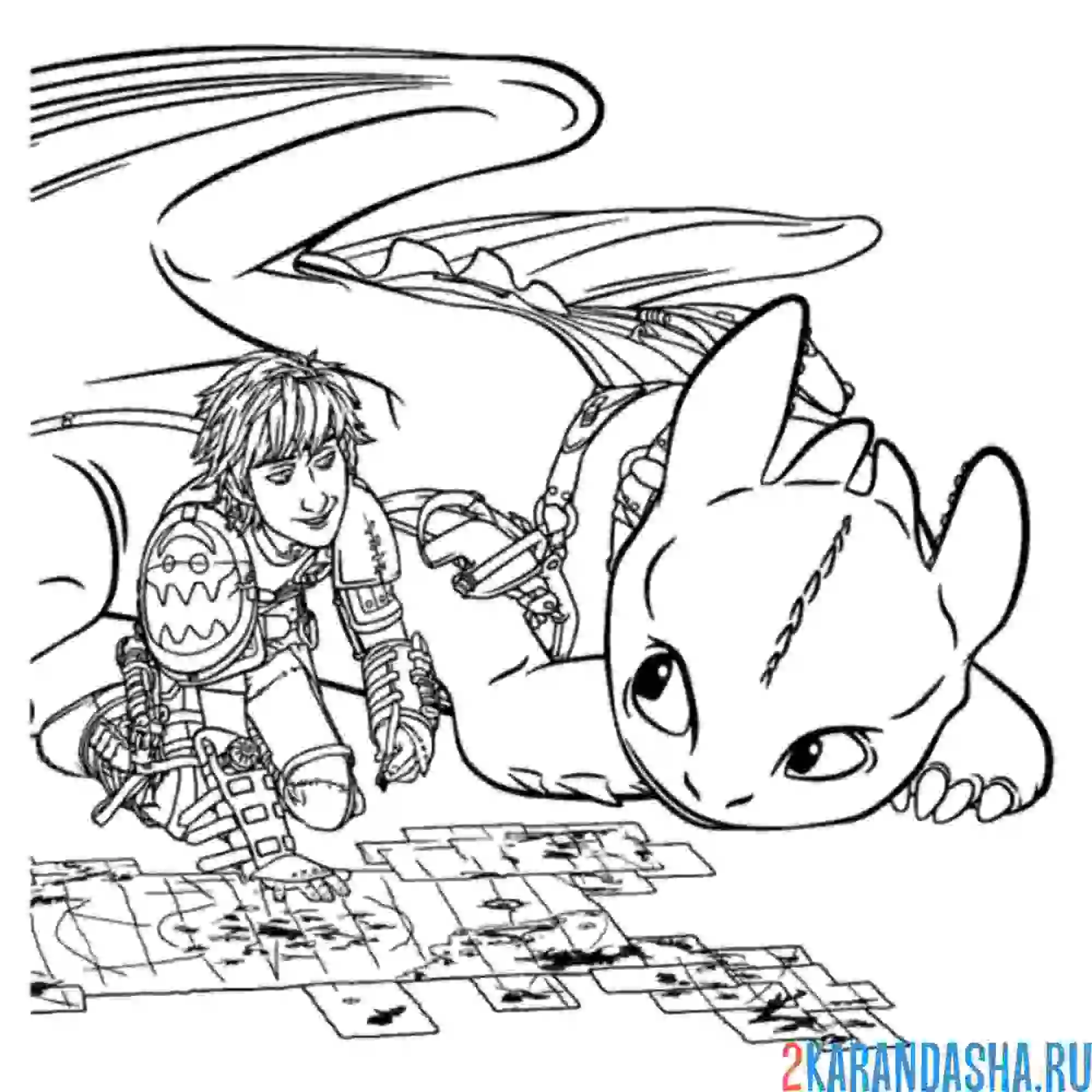 Раскраска беззубик поддерживает иккинга