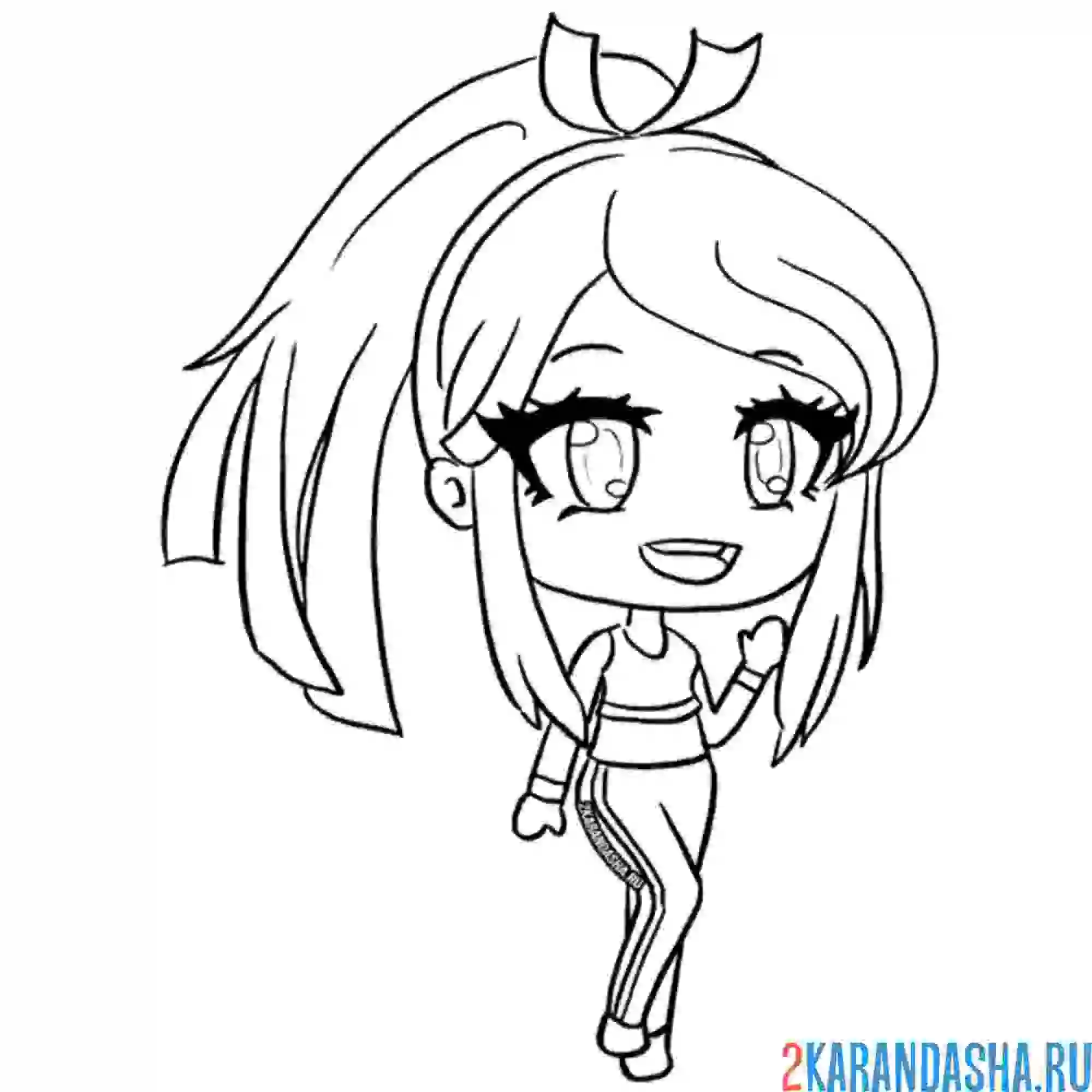 Раскраска аниме с прической гача лайф