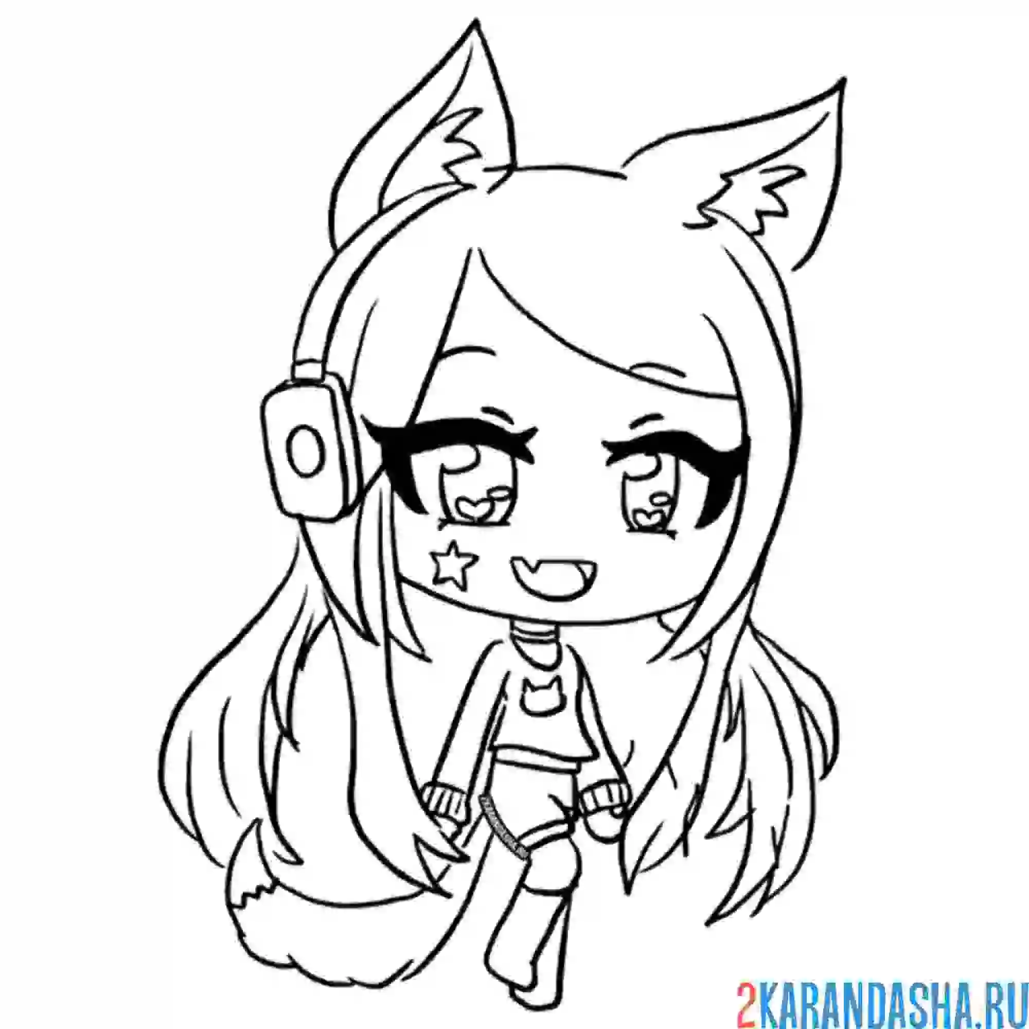Раскраска аниме с хвостиком гача лайф