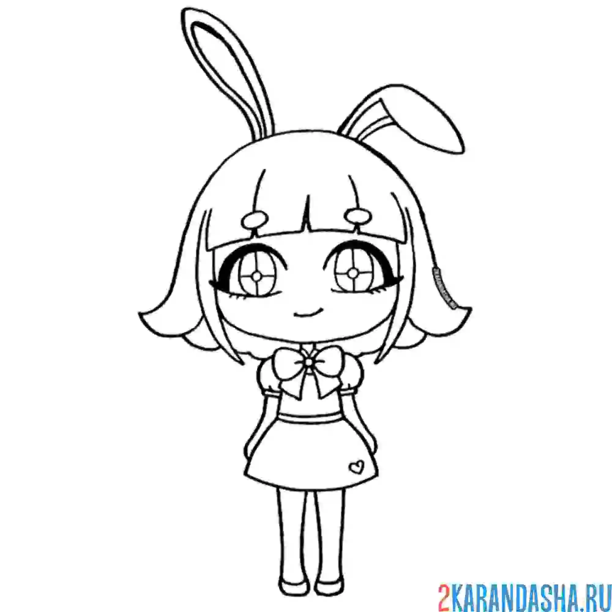 Раскраска аниме с ушками зайки гача лайф