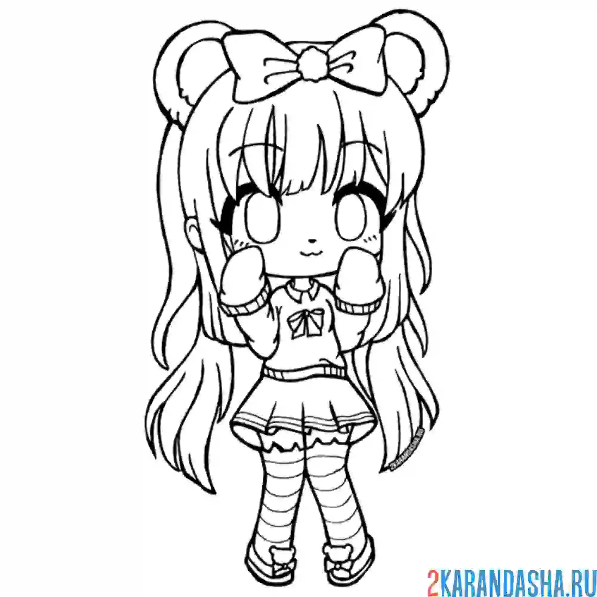 Раскраска аниме с бантиком гача лайф