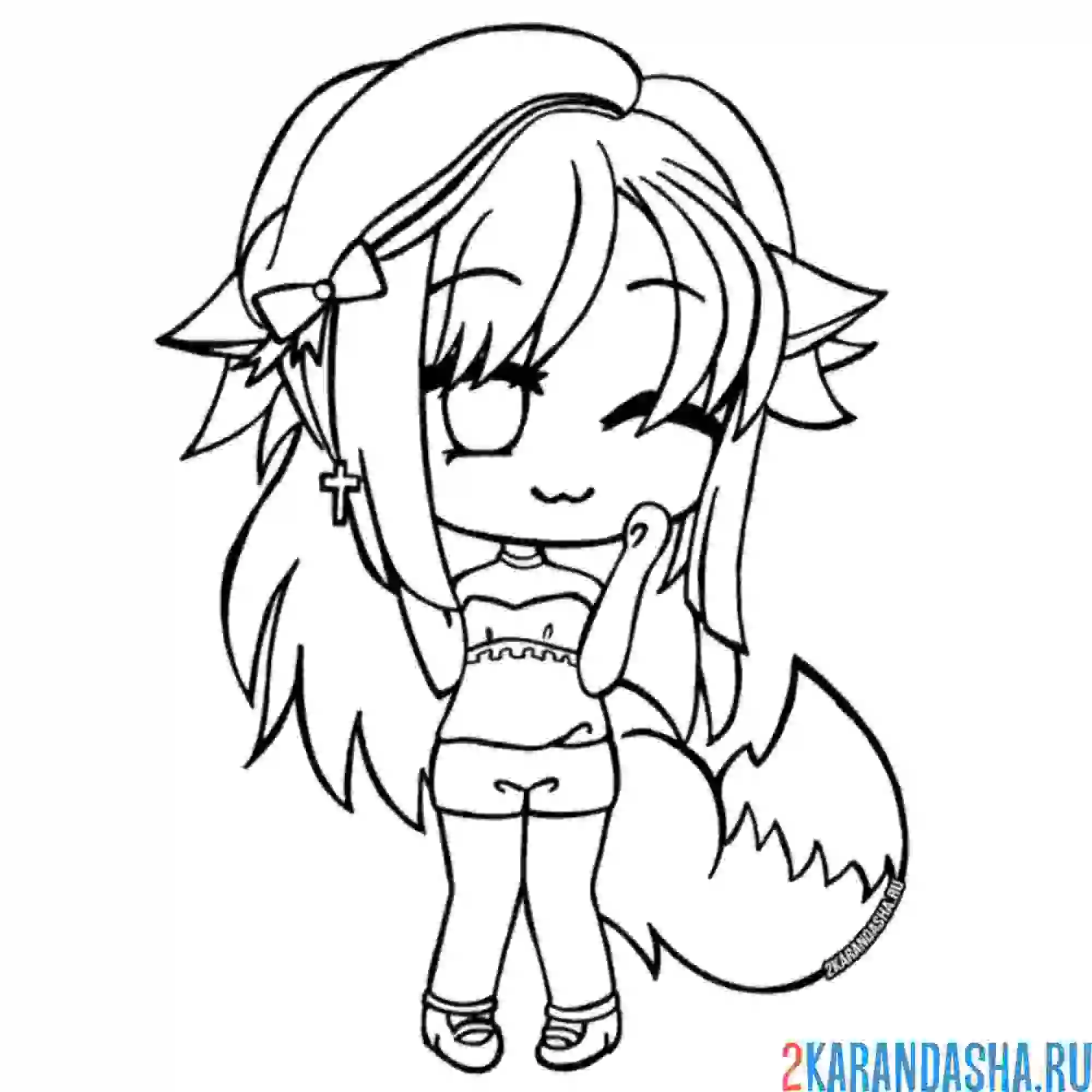 Раскраска gacha life с пушистым хвостом