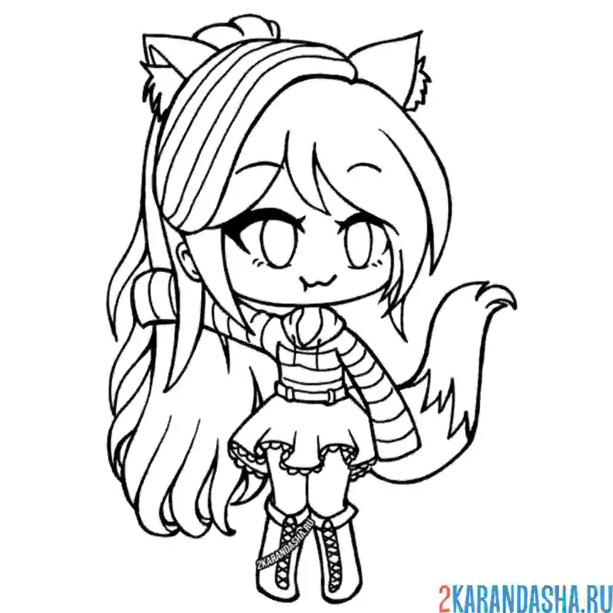 Раскраска гача лайф с хвостиком лисы