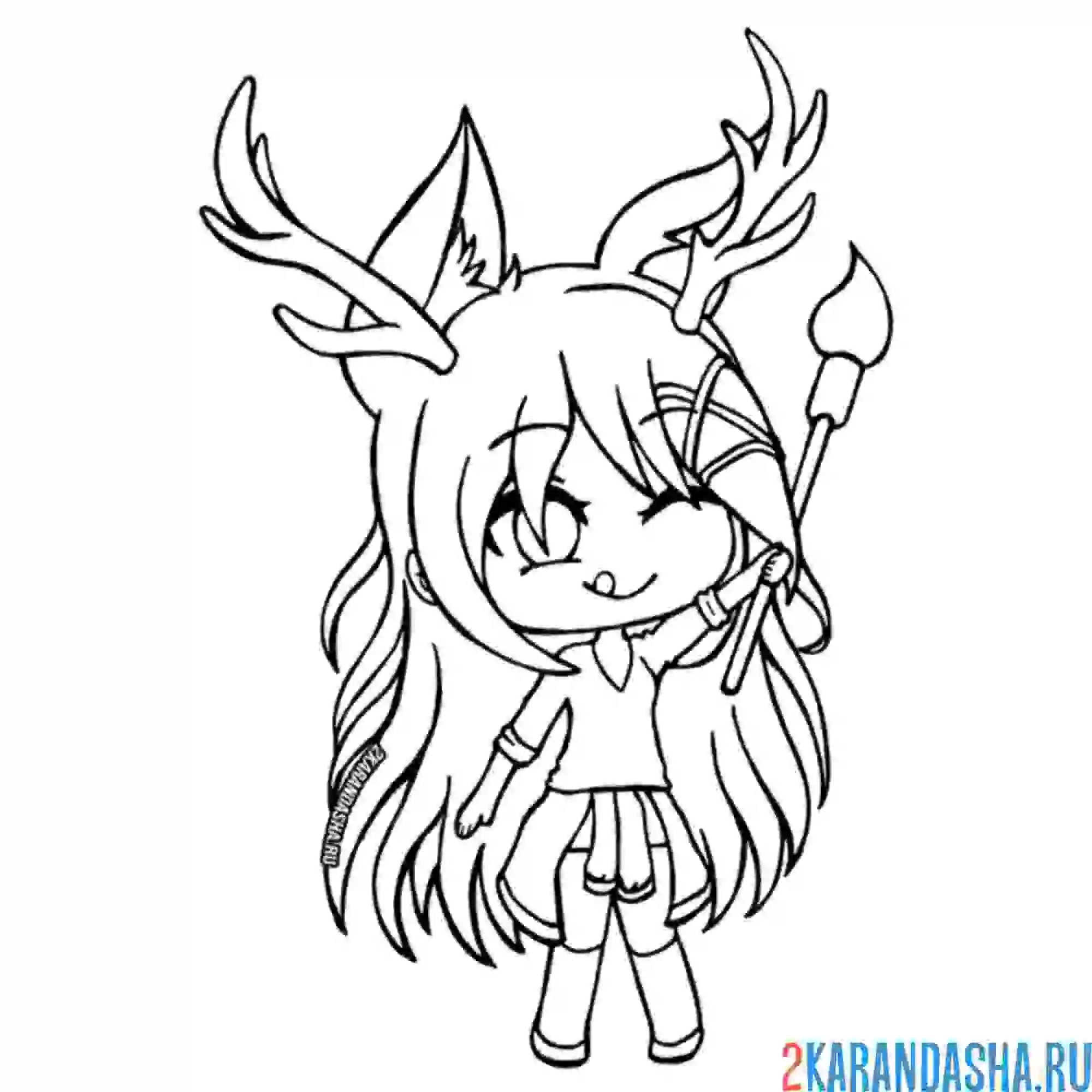 Раскраска гача лайф с рожками