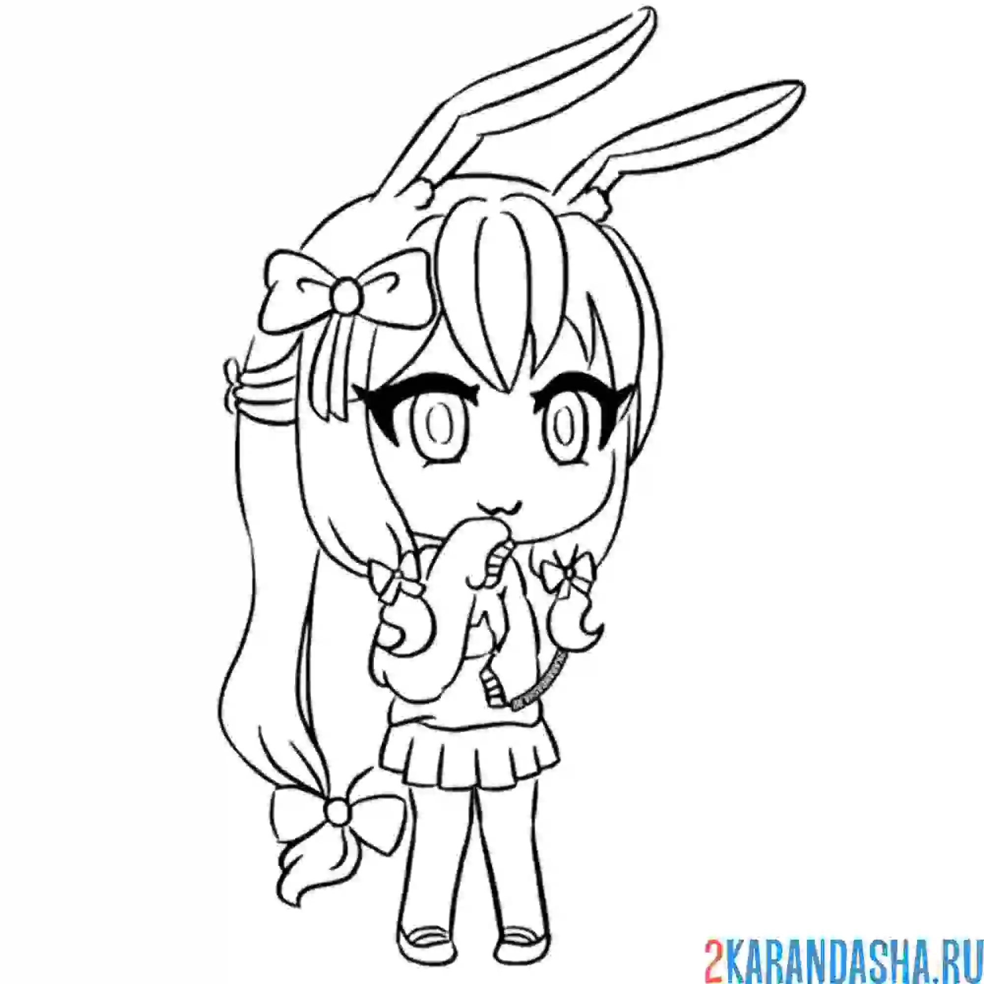 Раскраска гача лайф с ушками зайки