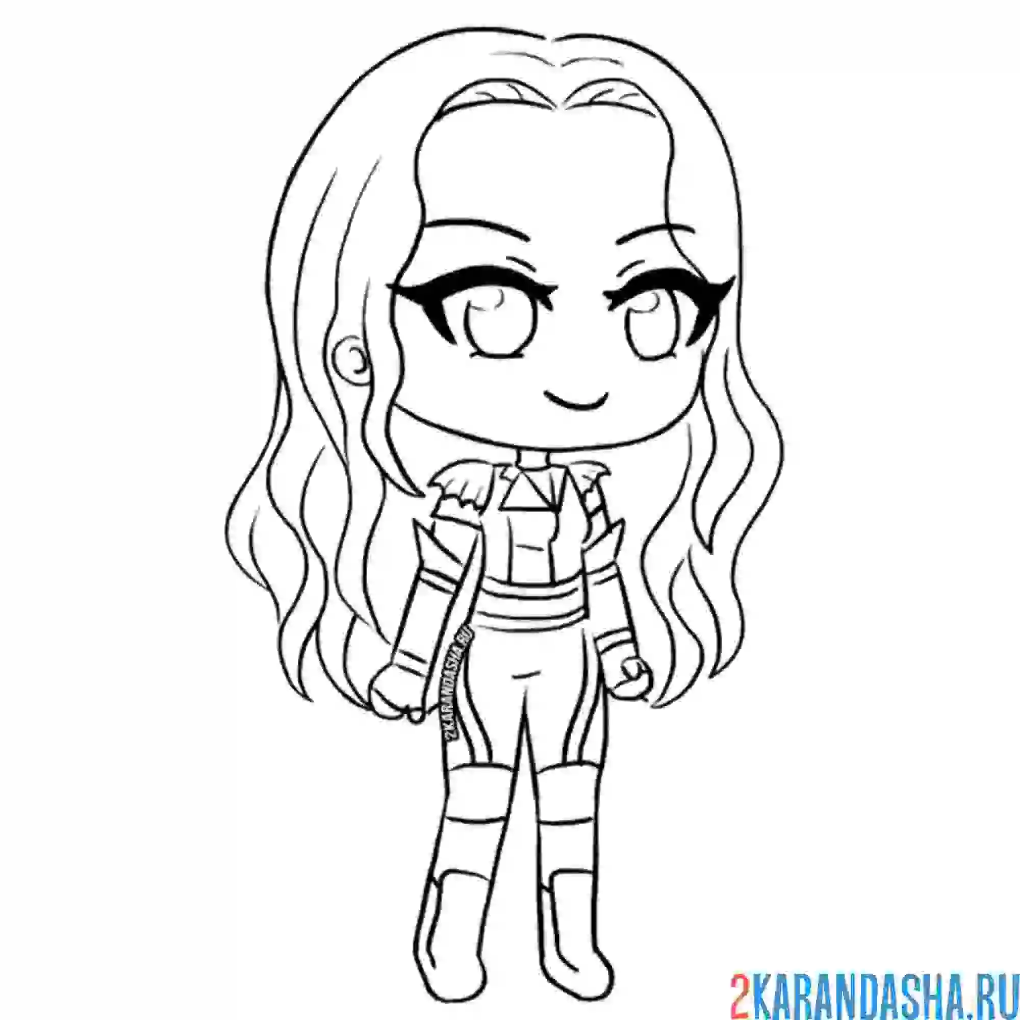 Раскраска гача лайф аниме с длинными волосами