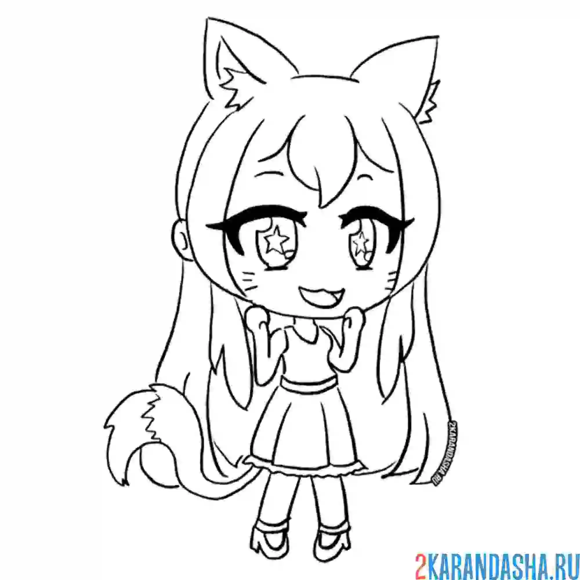 Раскраска гача лайф лисенок аниме