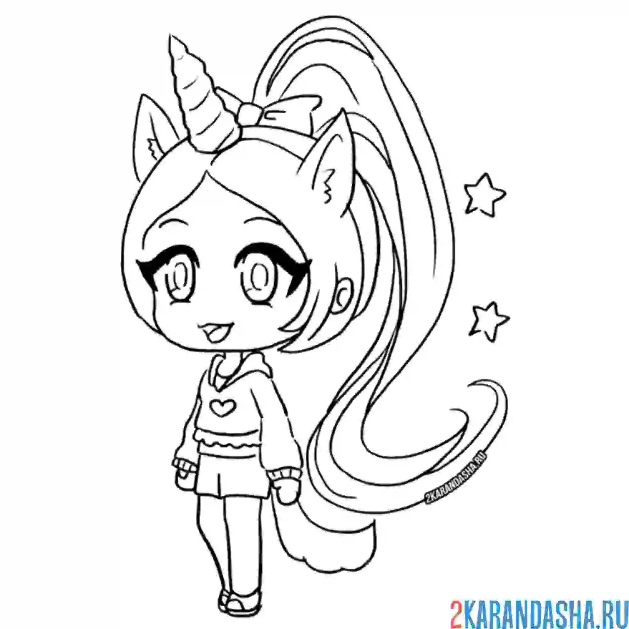Раскраска гача лайф единорожка