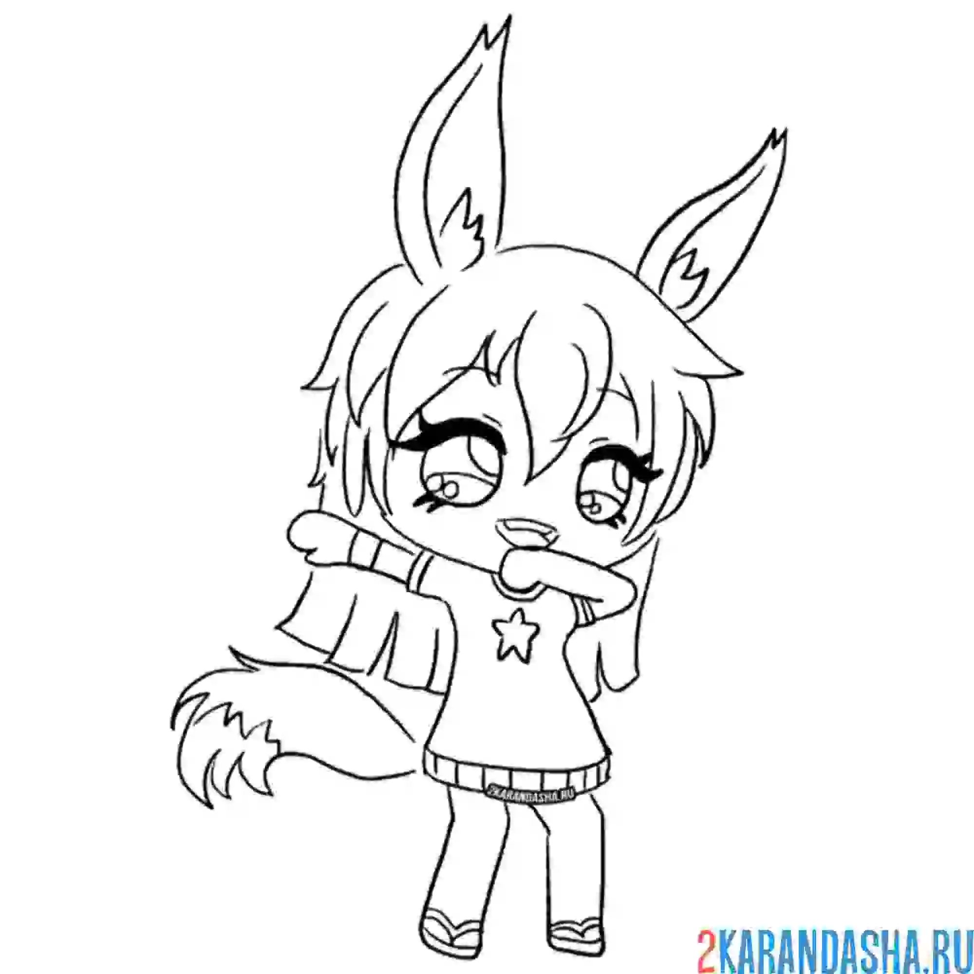 Раскраска гача лайф аниме милый ушастик