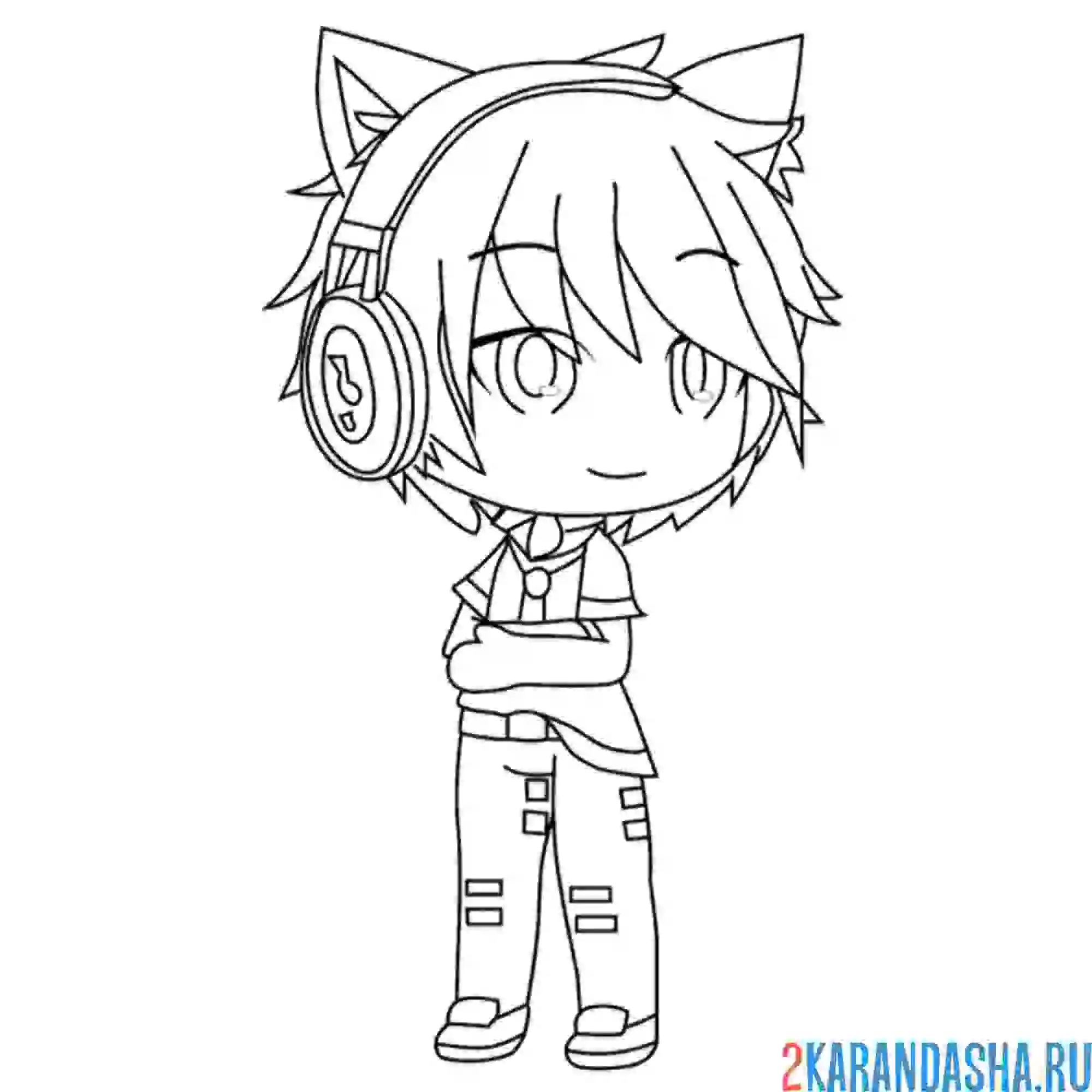 Раскраска гача лайф мальчик в наушниках