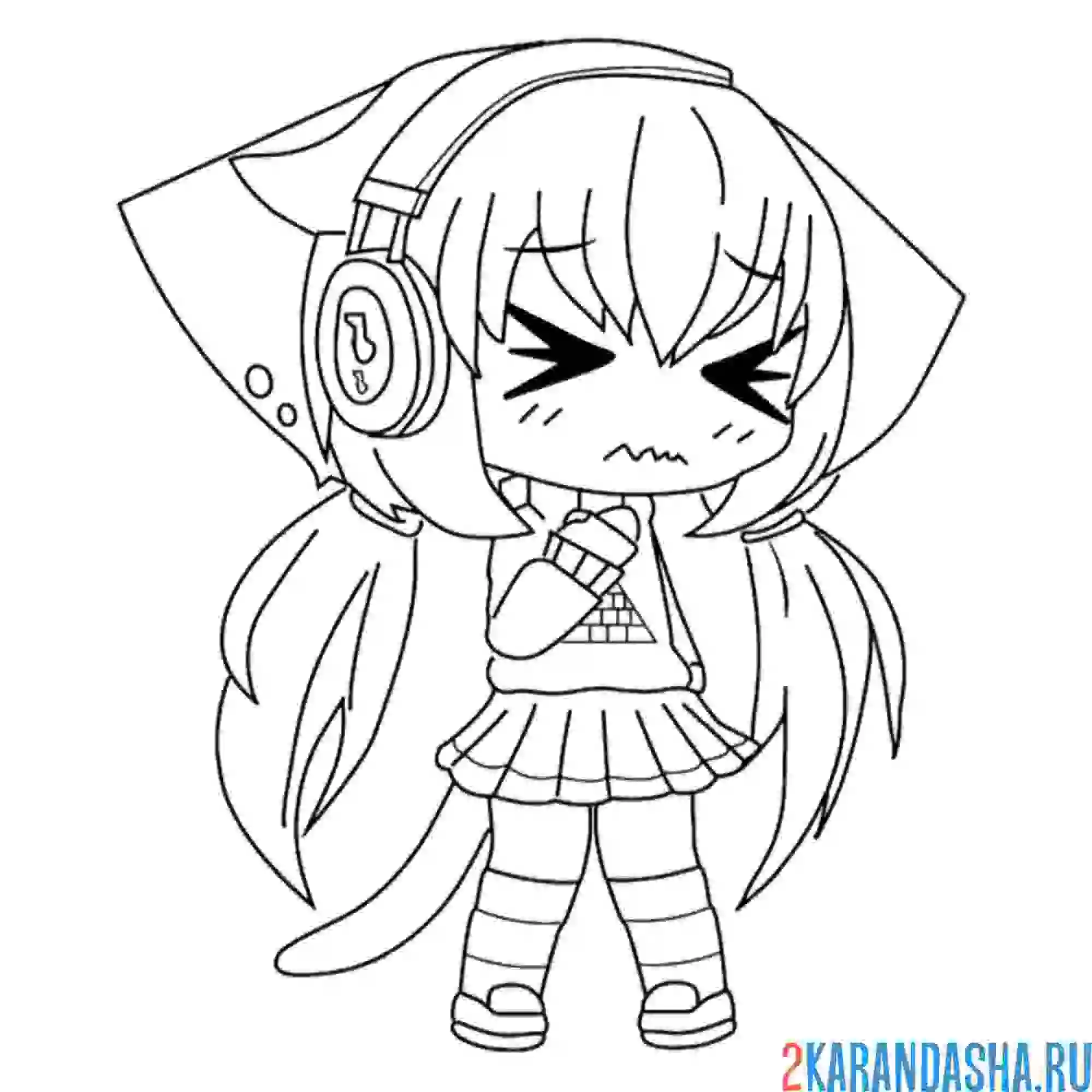 Раскраска гача лайф в наушниках