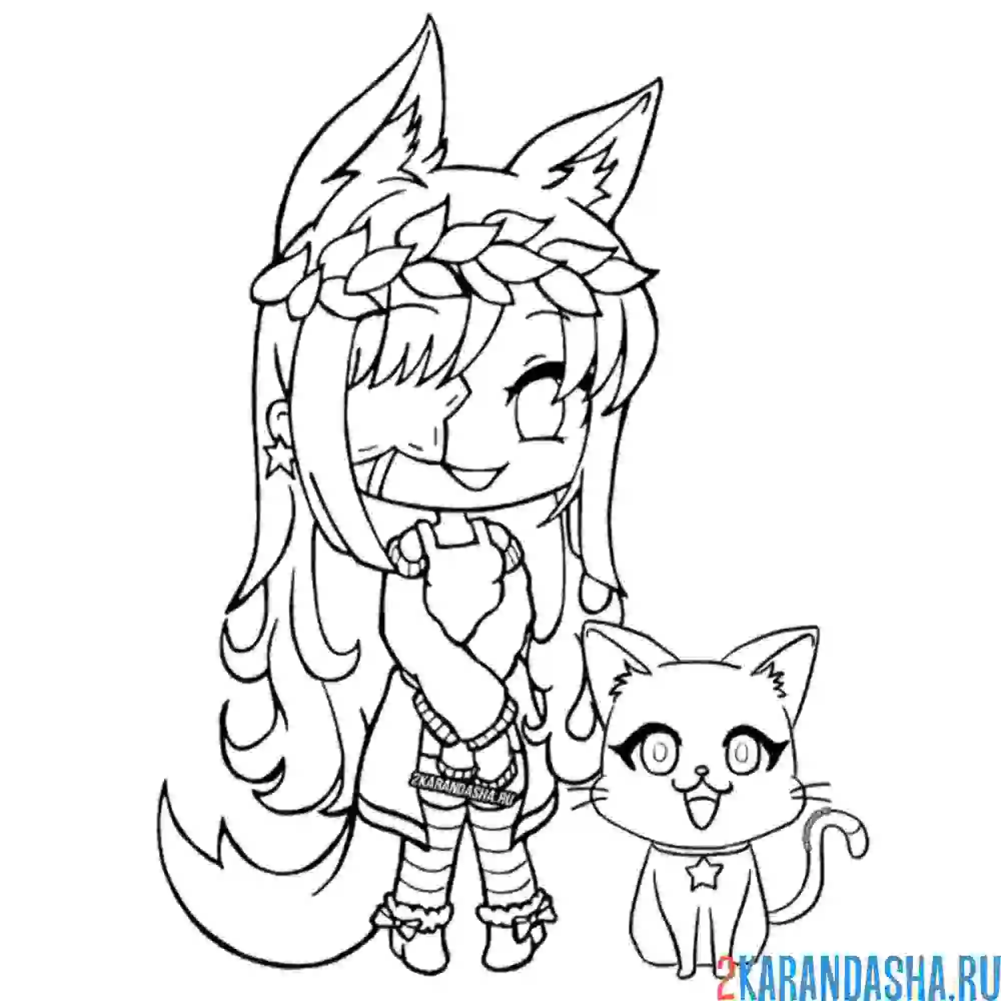 Раскраска гача лайф лисенок