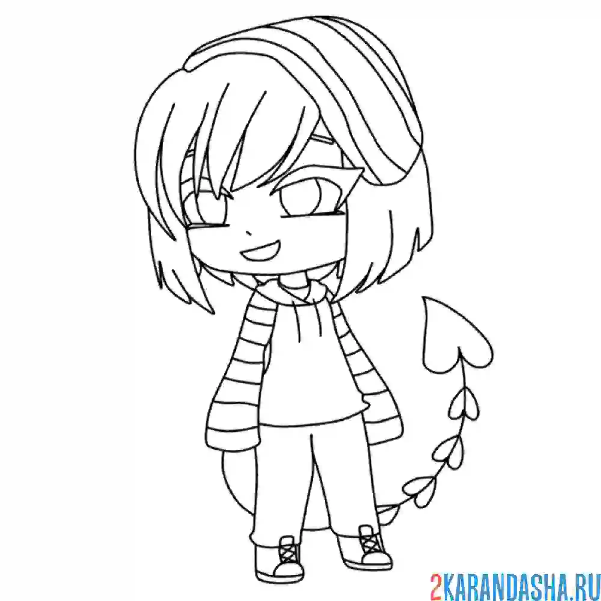 Раскраска гача лайф  с хвостом