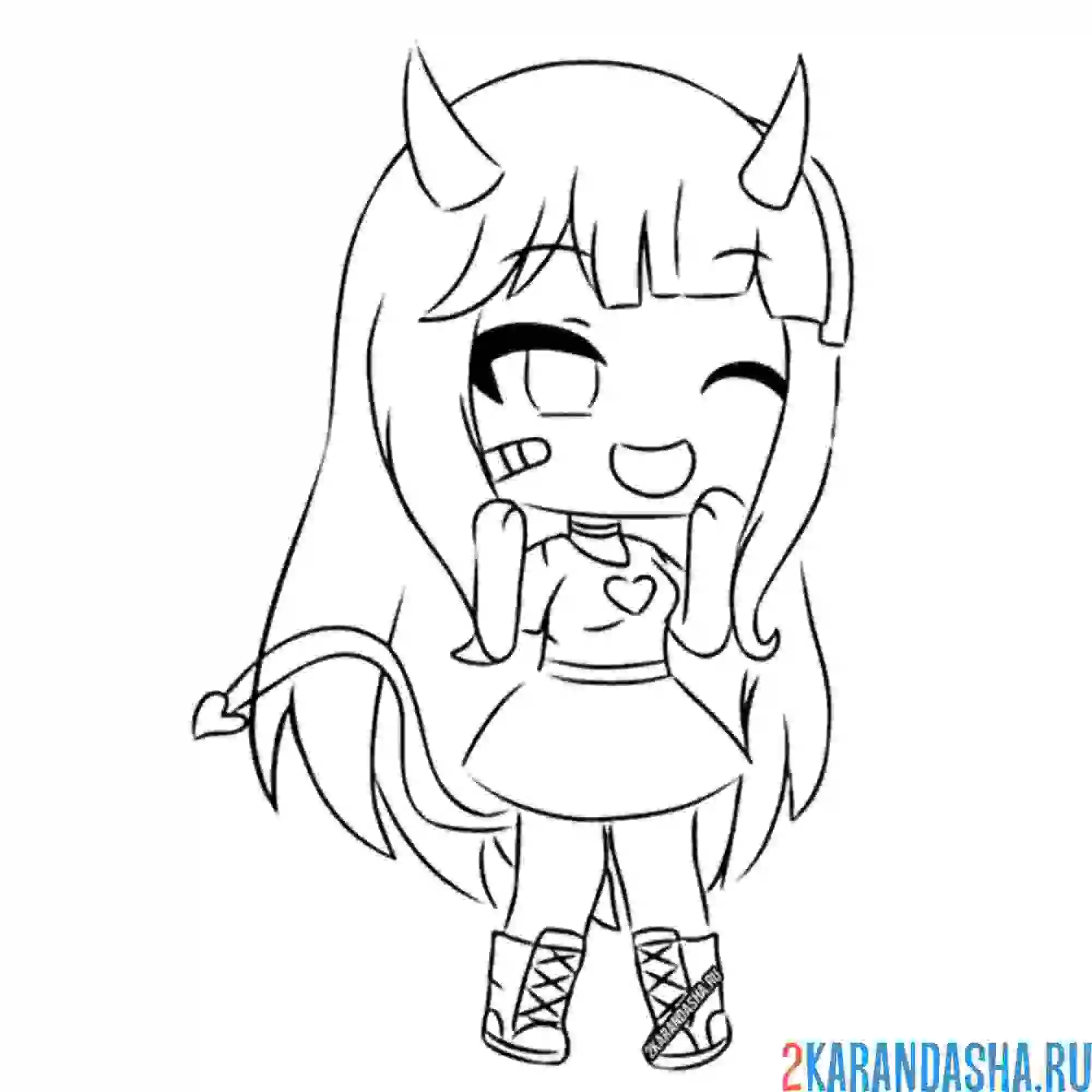 Раскраска гача лайф чертенок