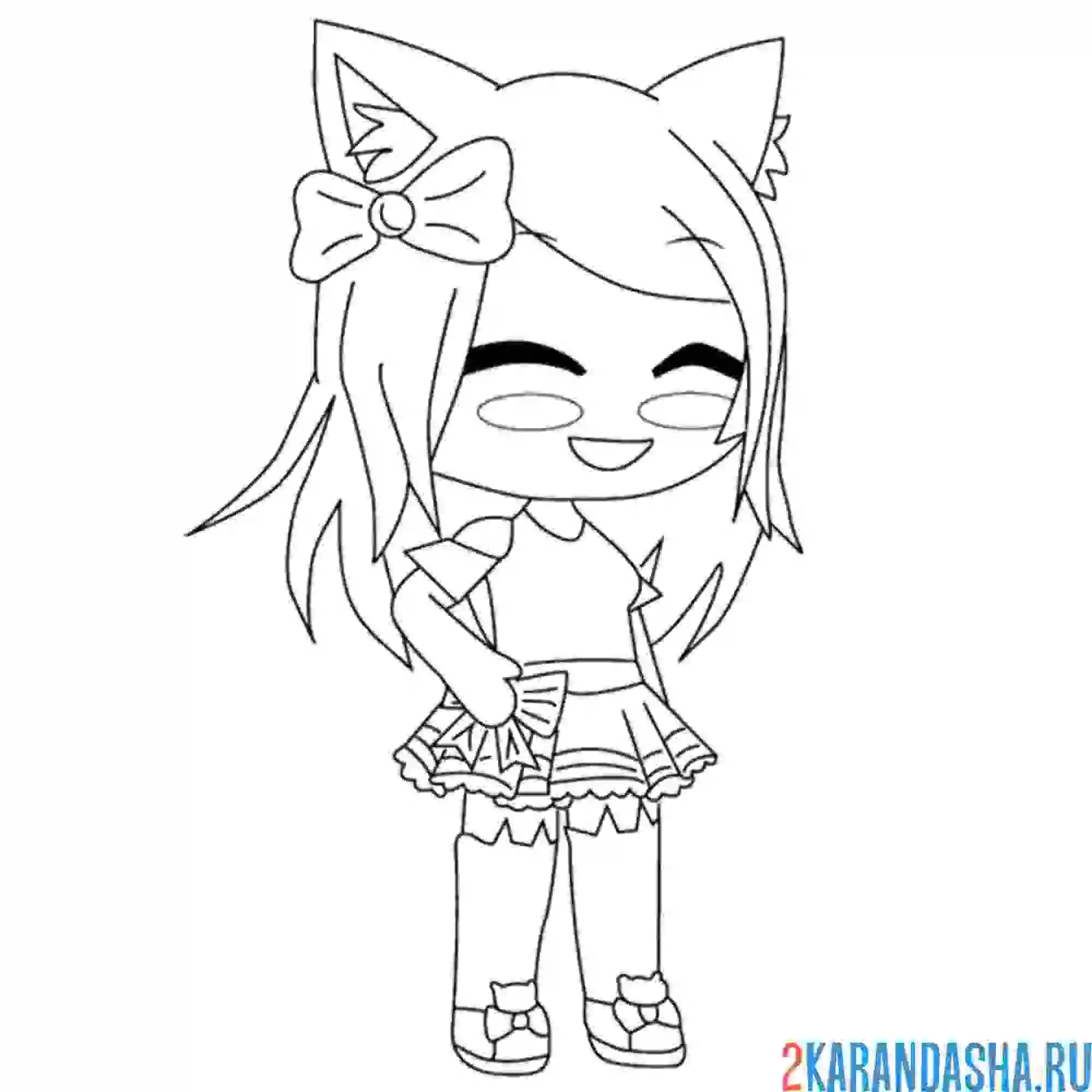Раскраска гача лайф девочка кошечка