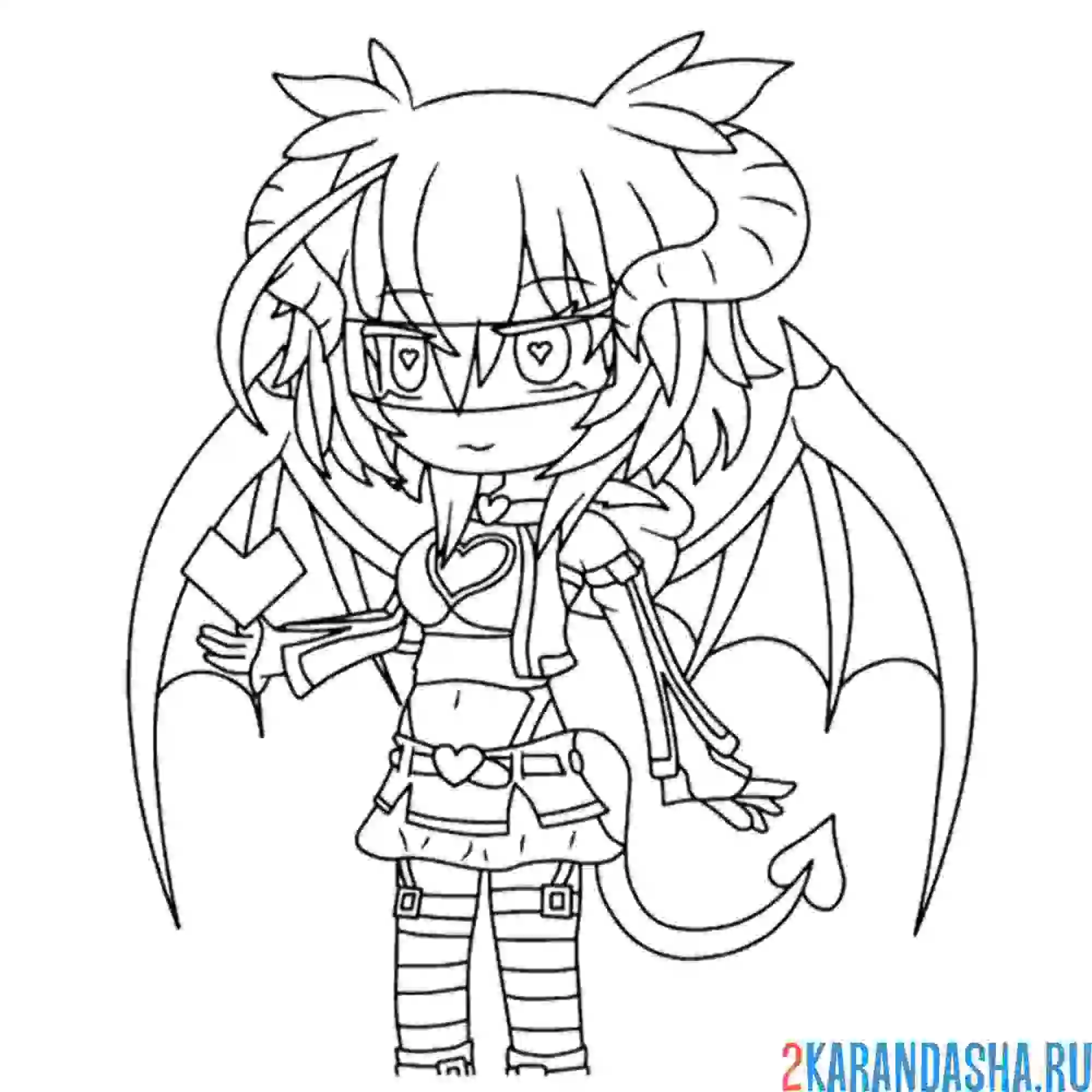 Раскраска гача лайф девочка с большими крыльями