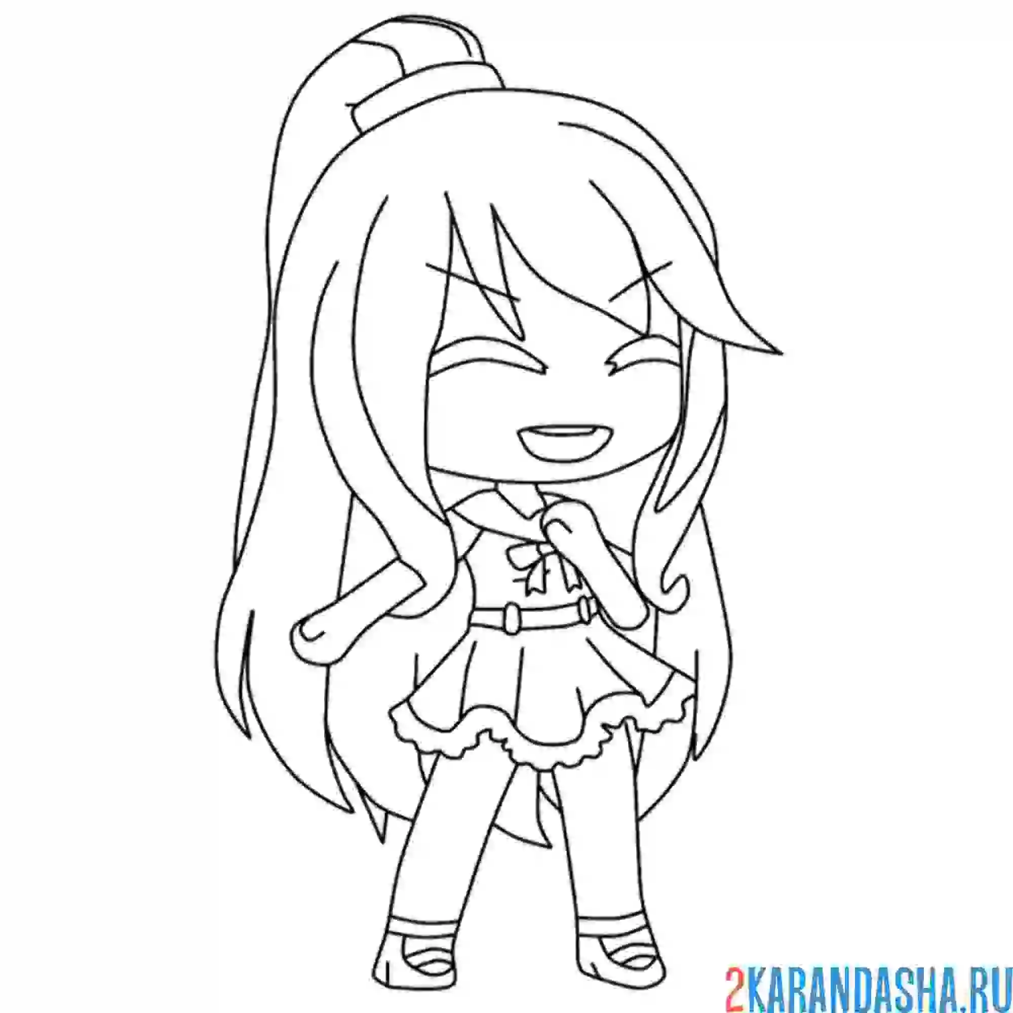 Раскраска гача лайф аниме девочка в платье