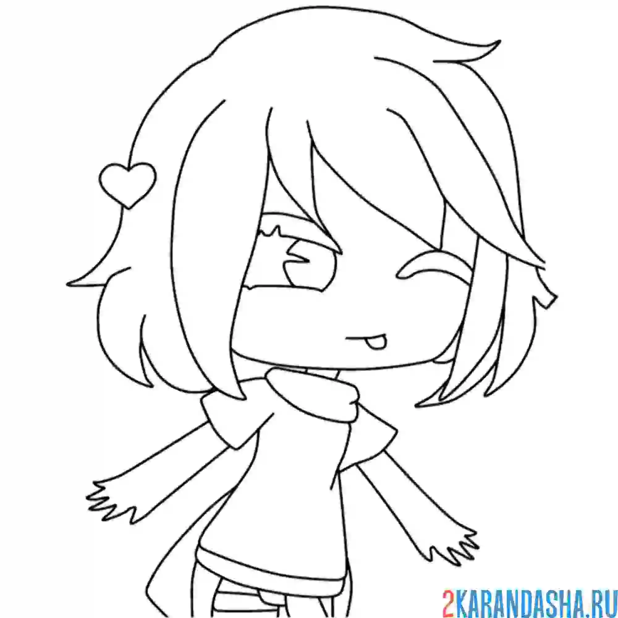 Раскраска гача лайф девочка с короткой стрижкой