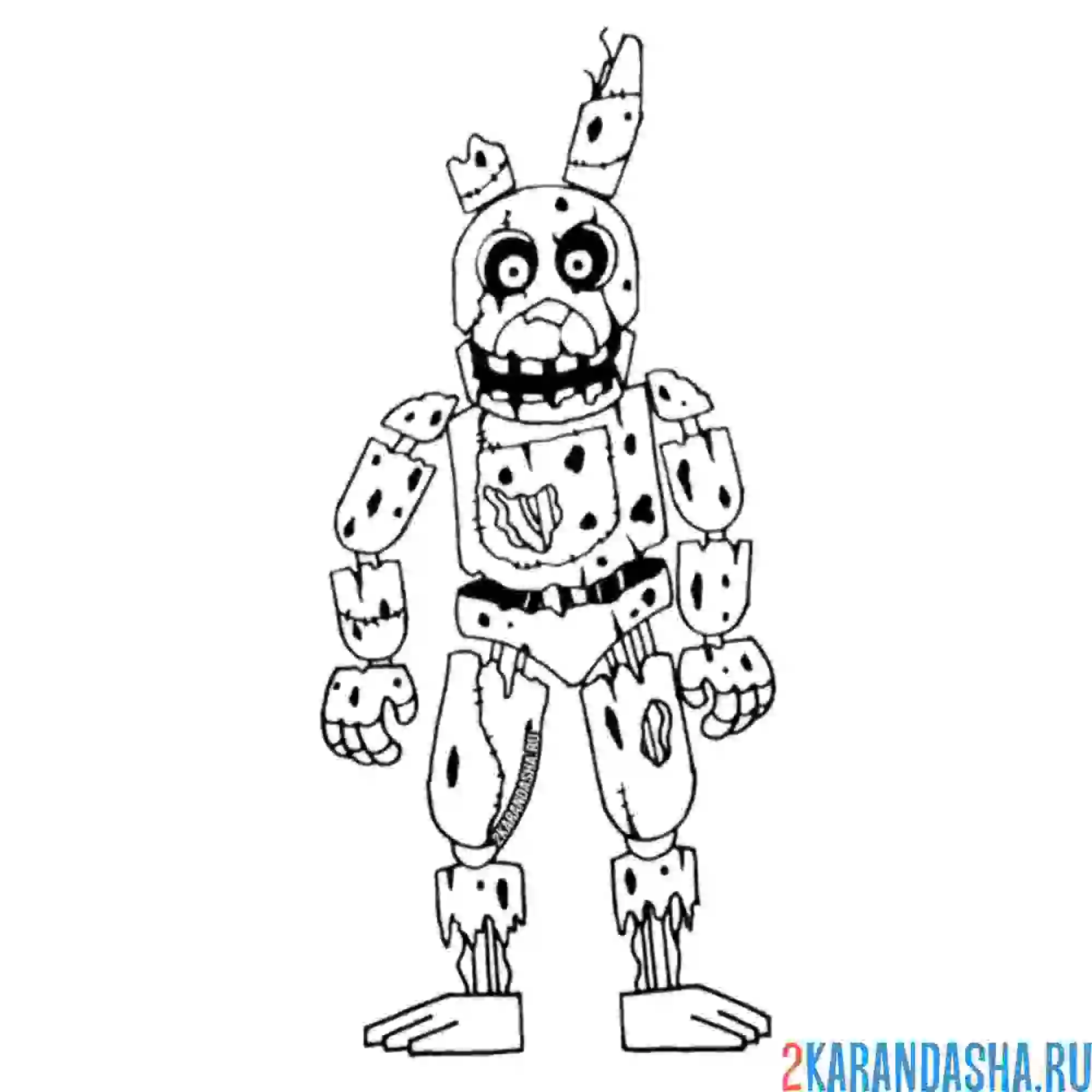 Раскраска спрингтрап бонни