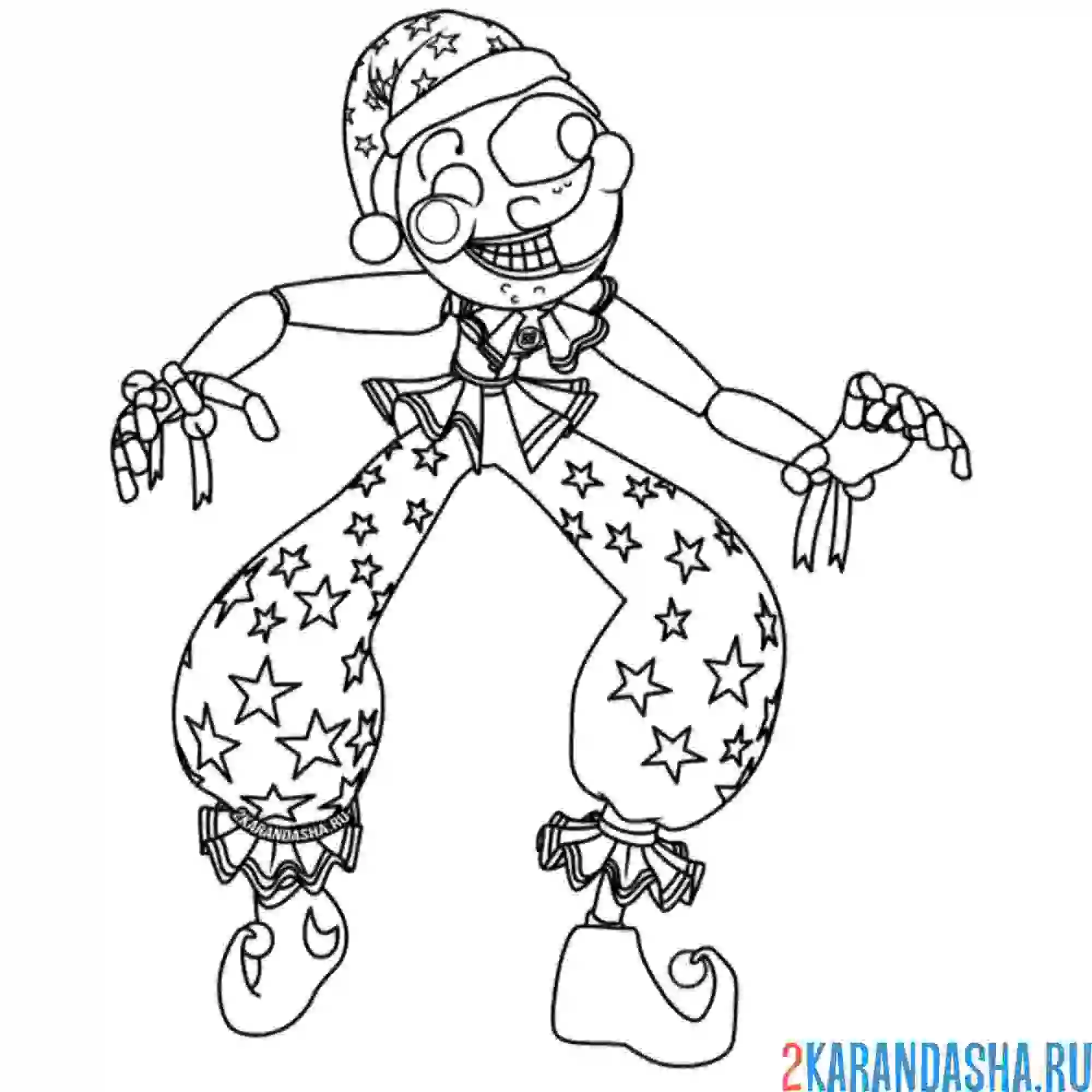 Раскраска лунный человек moondrop фнаф 9