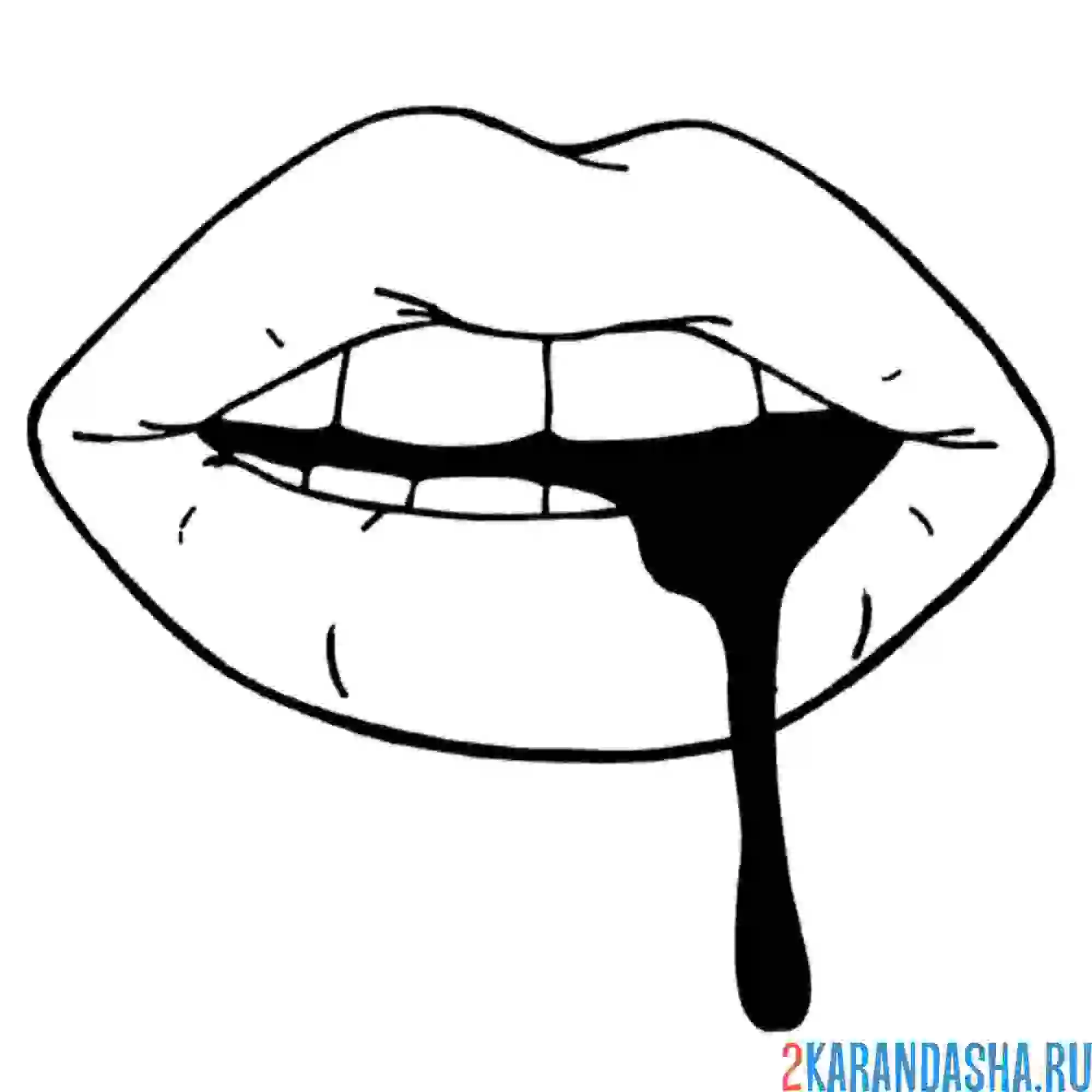 Раскраска губы с зубками