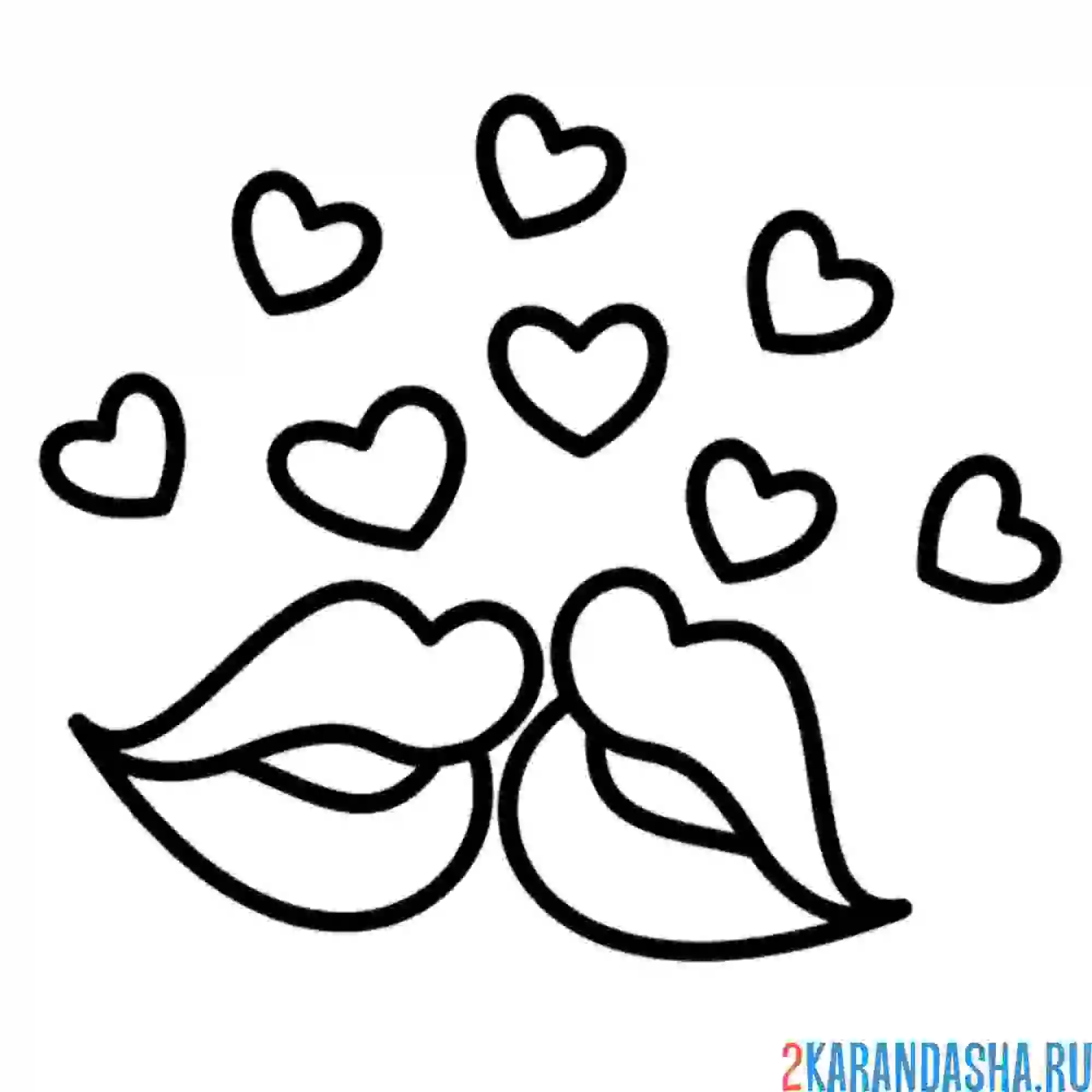 Раскраска губы поцелуй