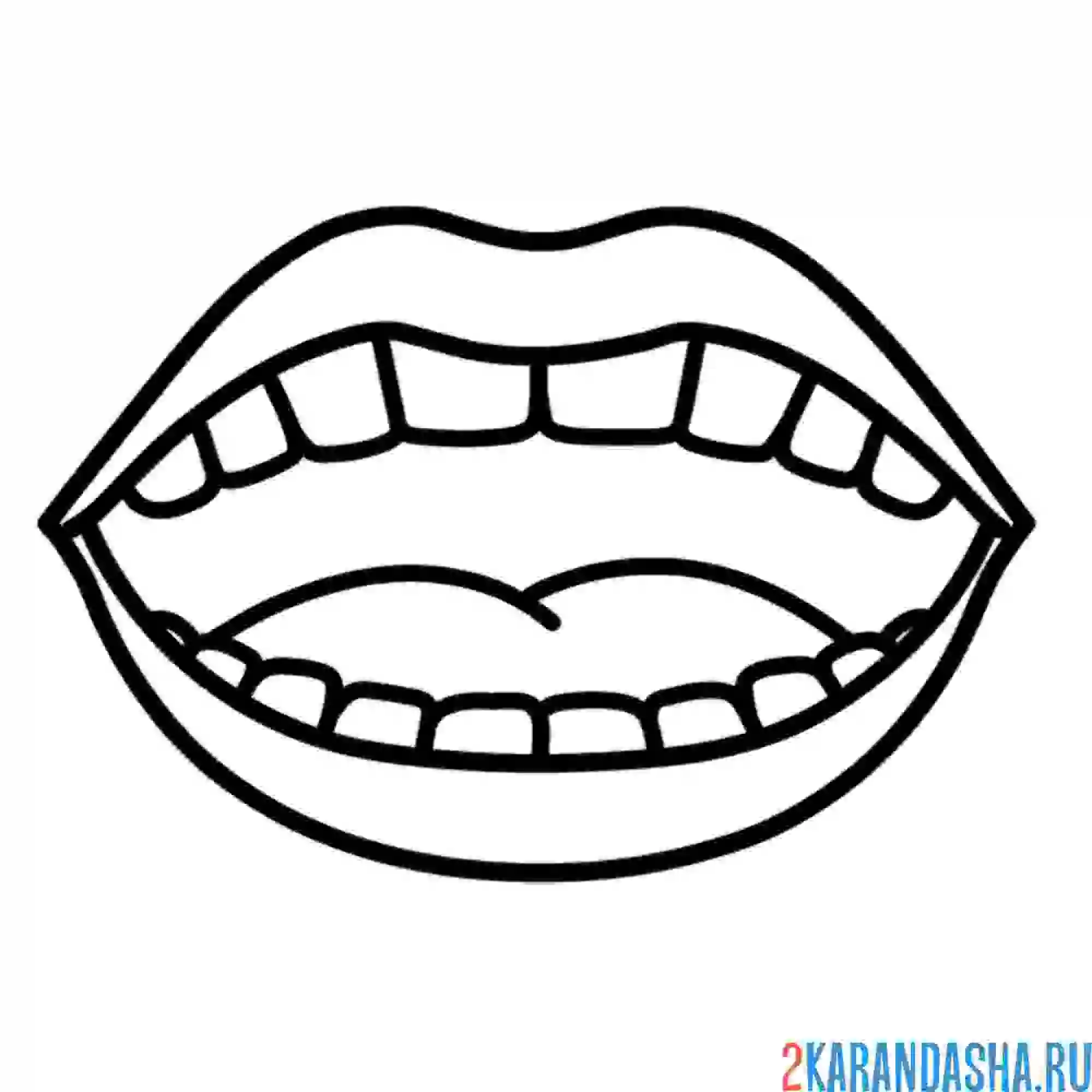 Раскраска рот с зубами