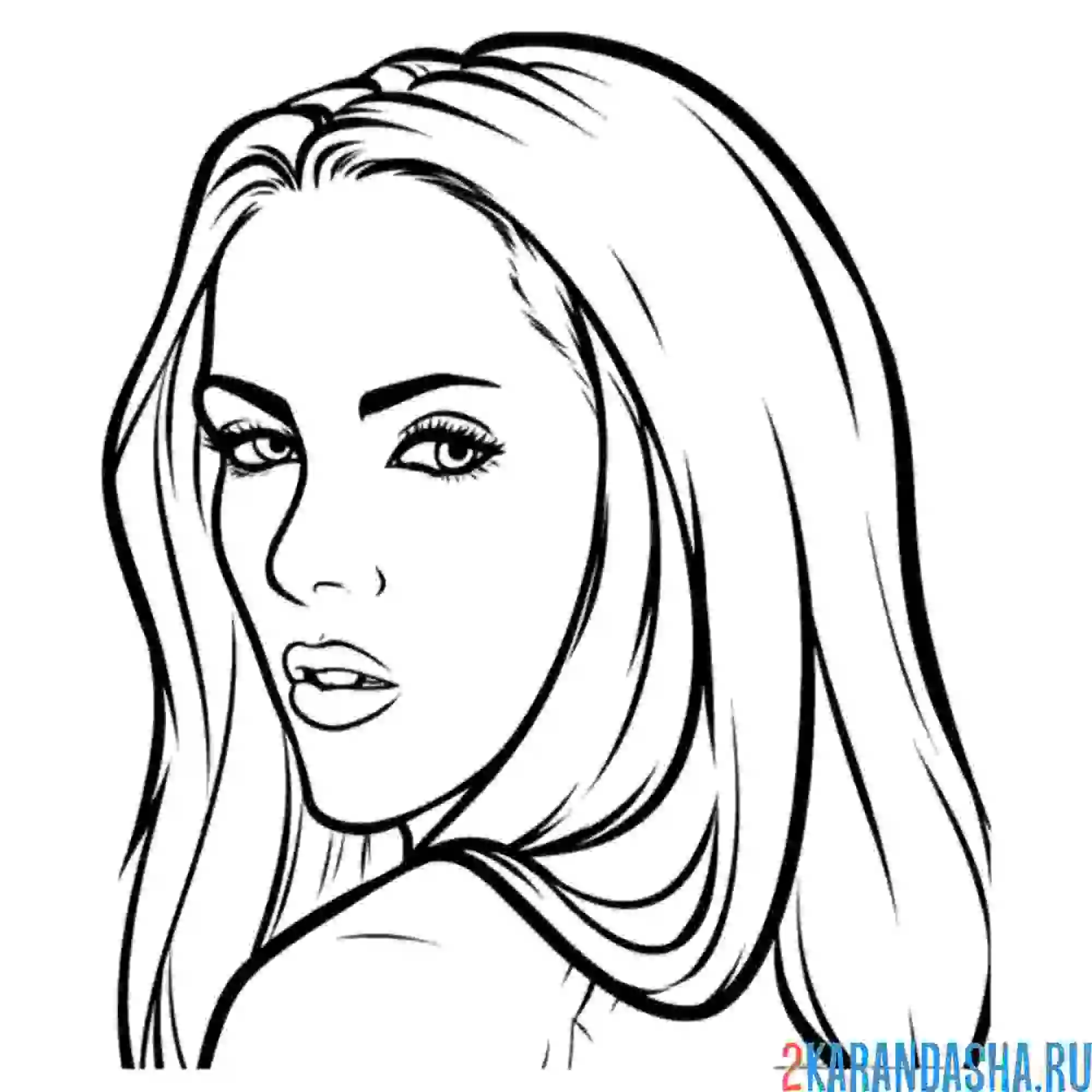 Раскраска девушка с длинными волосами