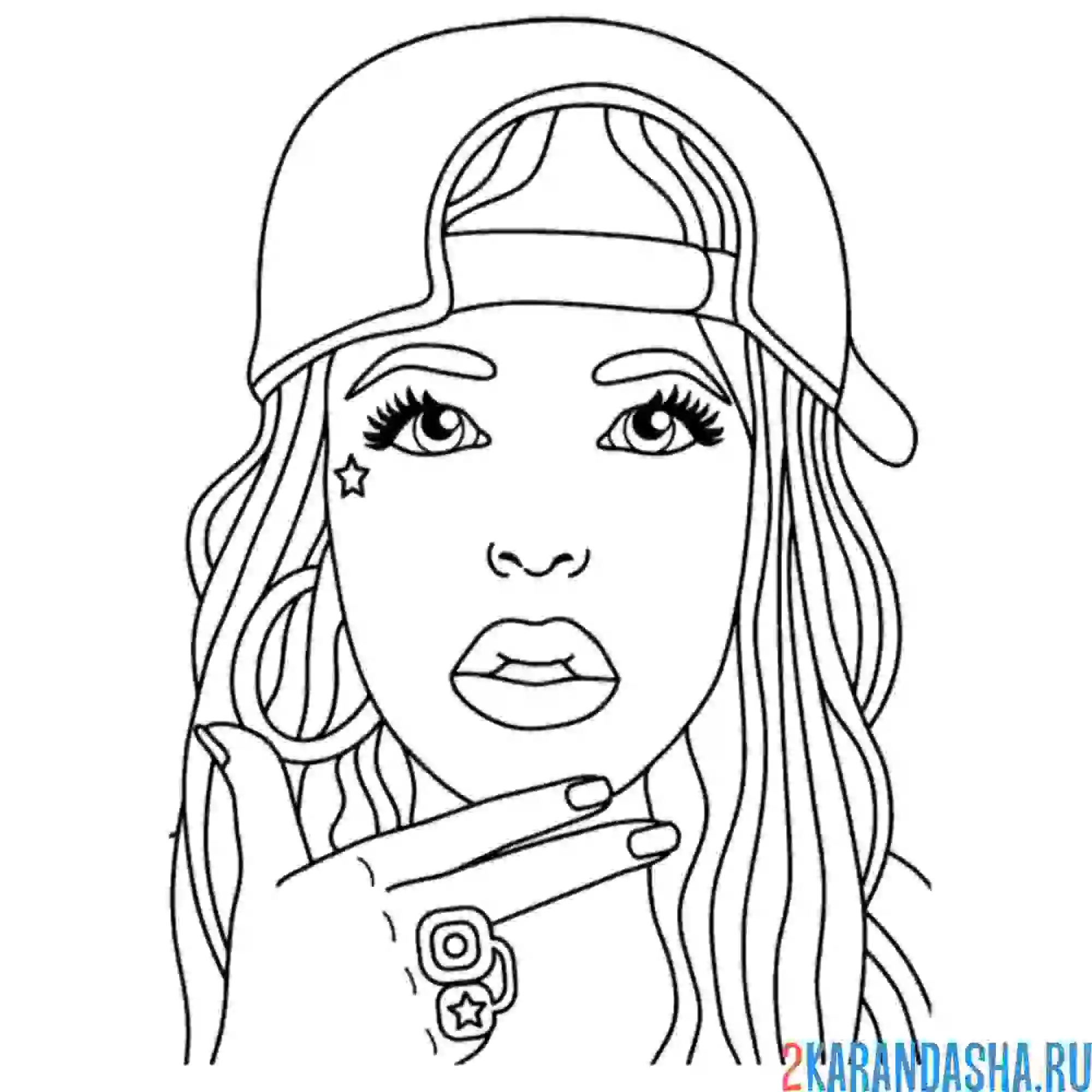 Раскраска девушка рэпер