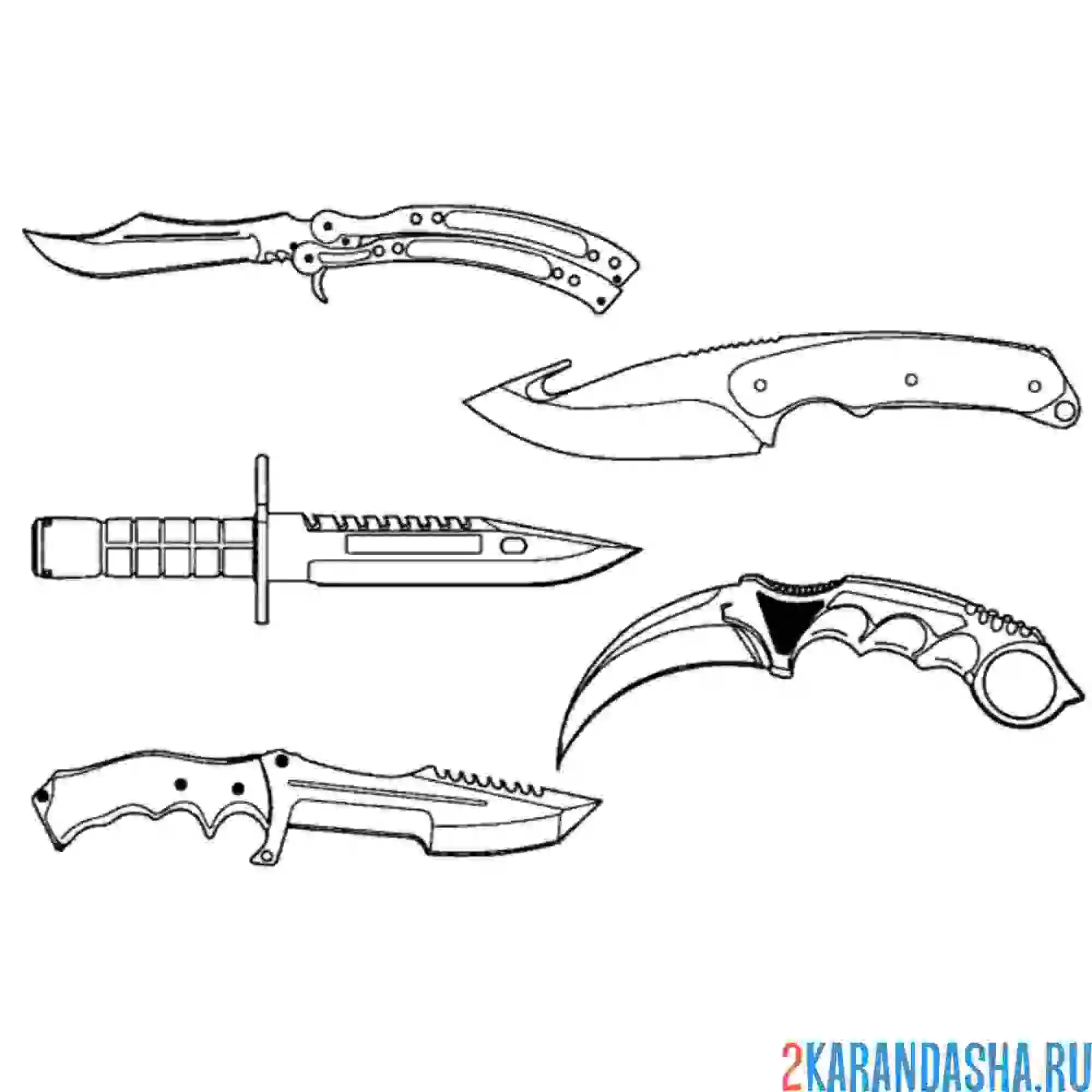 Раскраска ножи стандофф