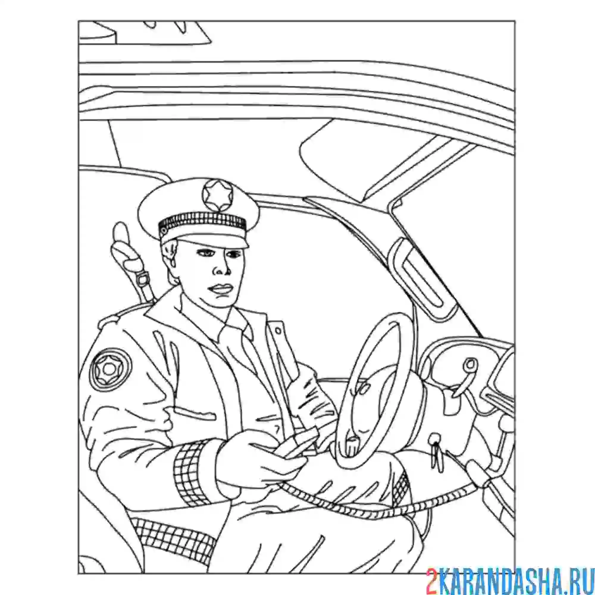 Раскраска военный водитель
