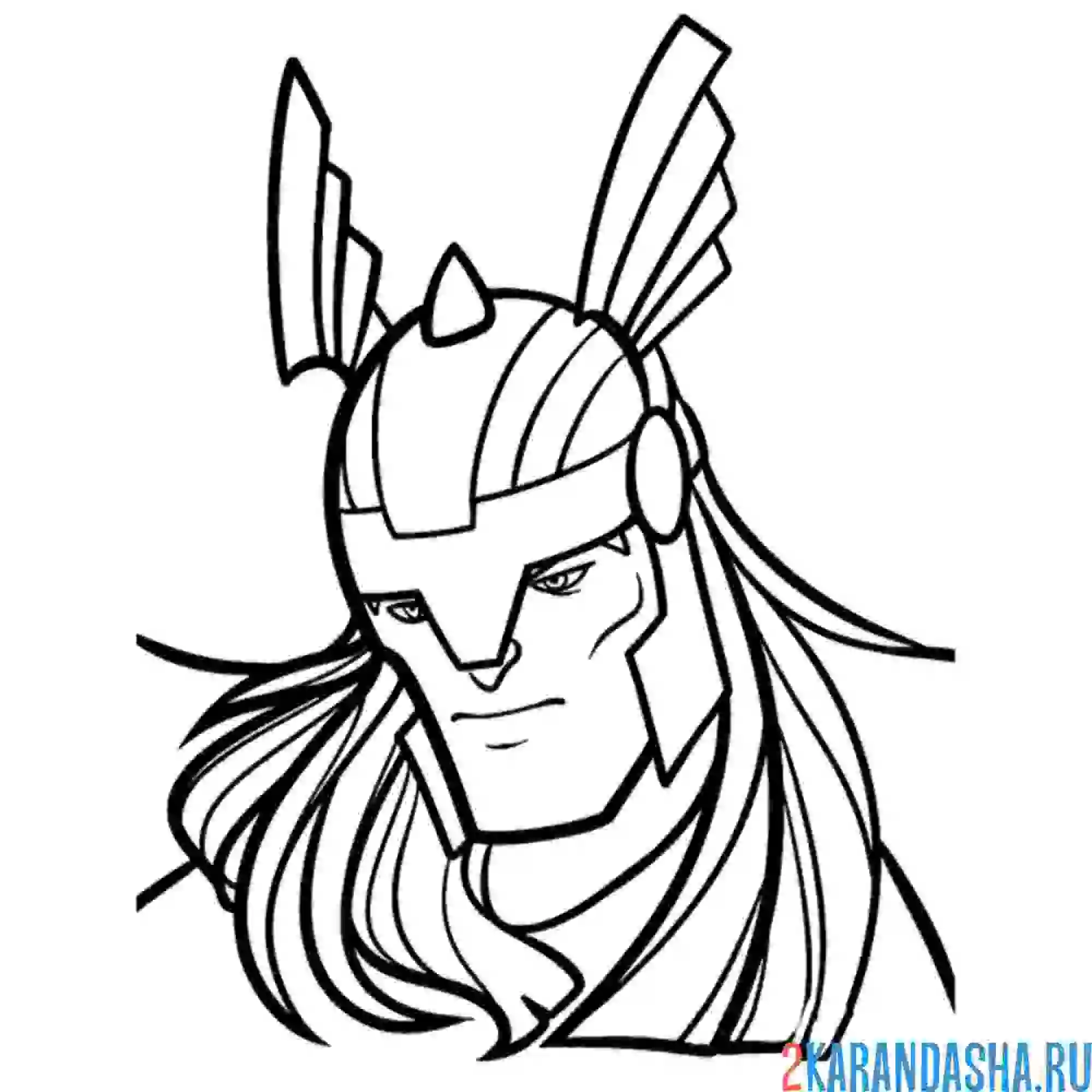 Раскраска бог тор в шлеме