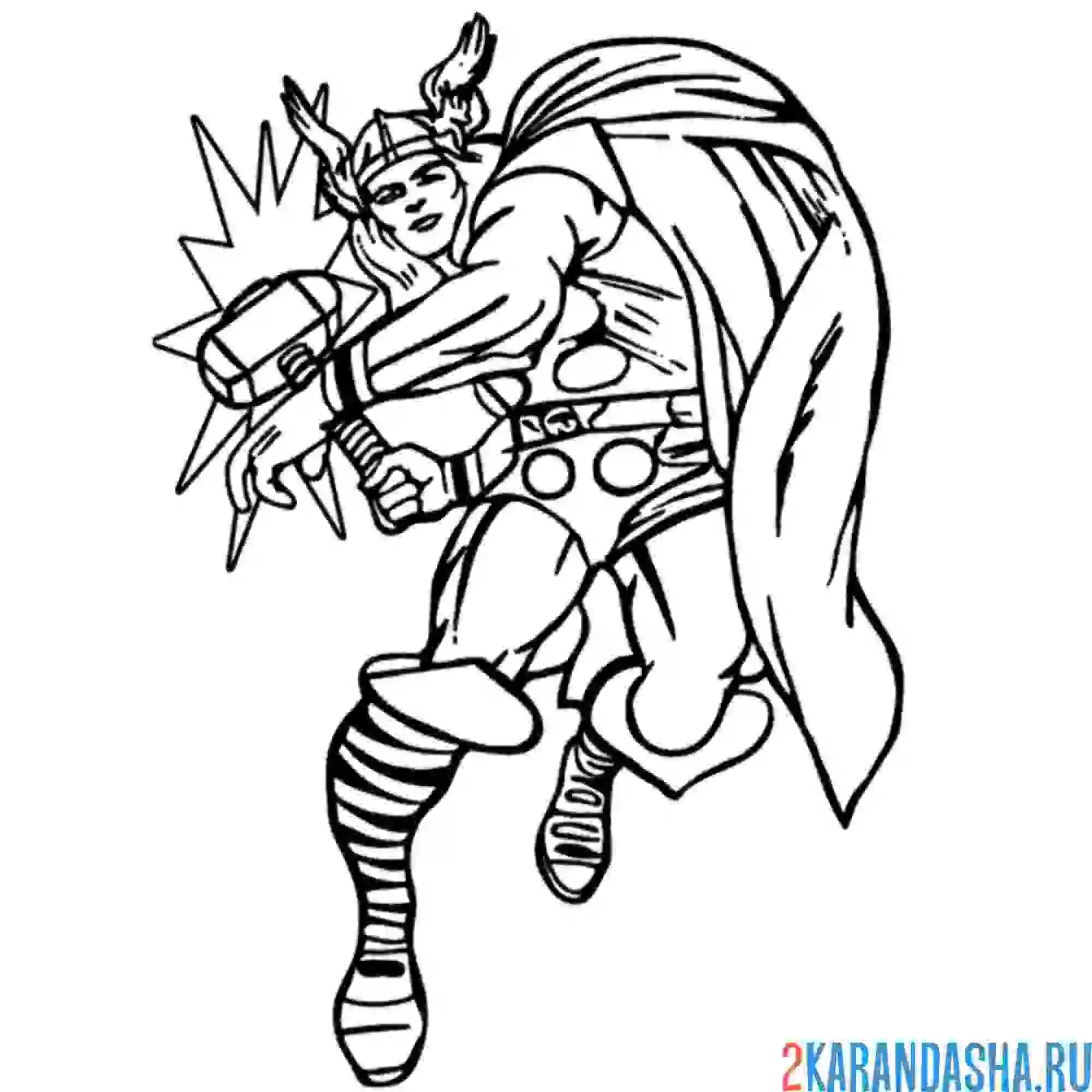 Раскраска тор бьет молотом