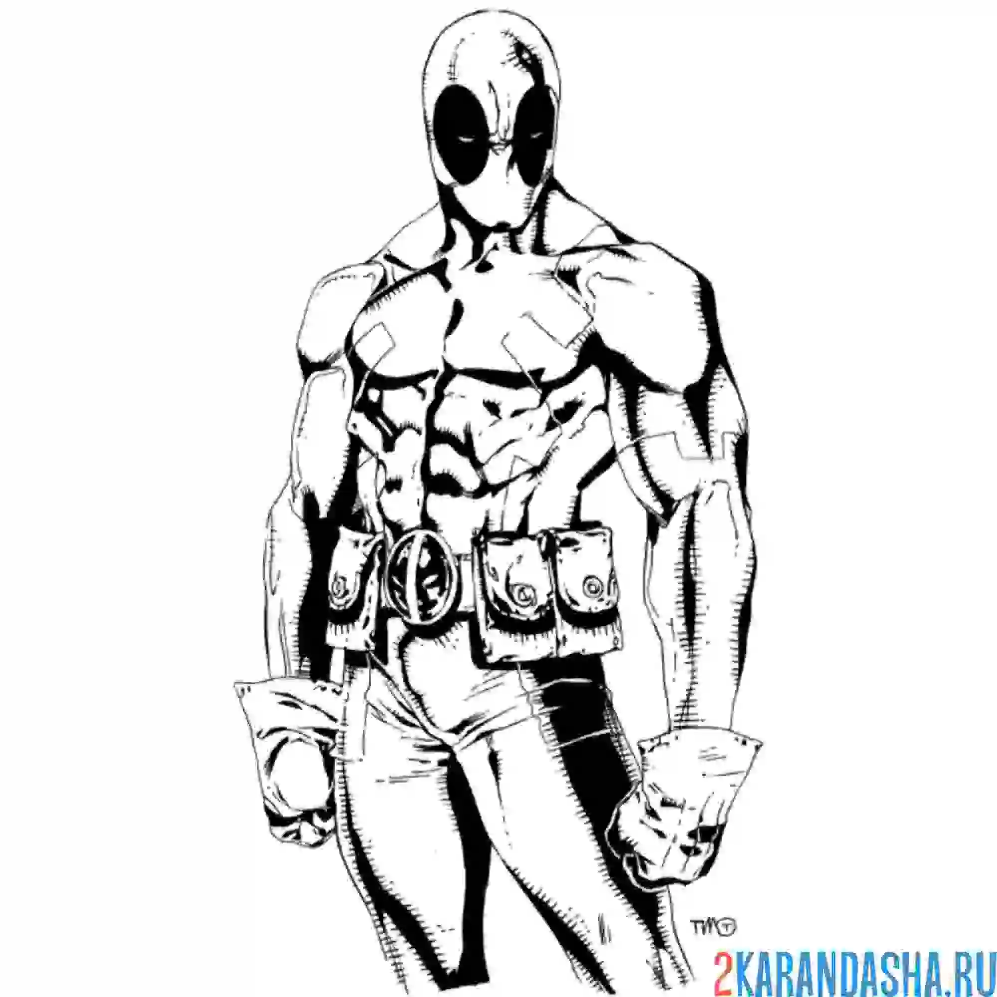 Раскраска дэдпул серьезный