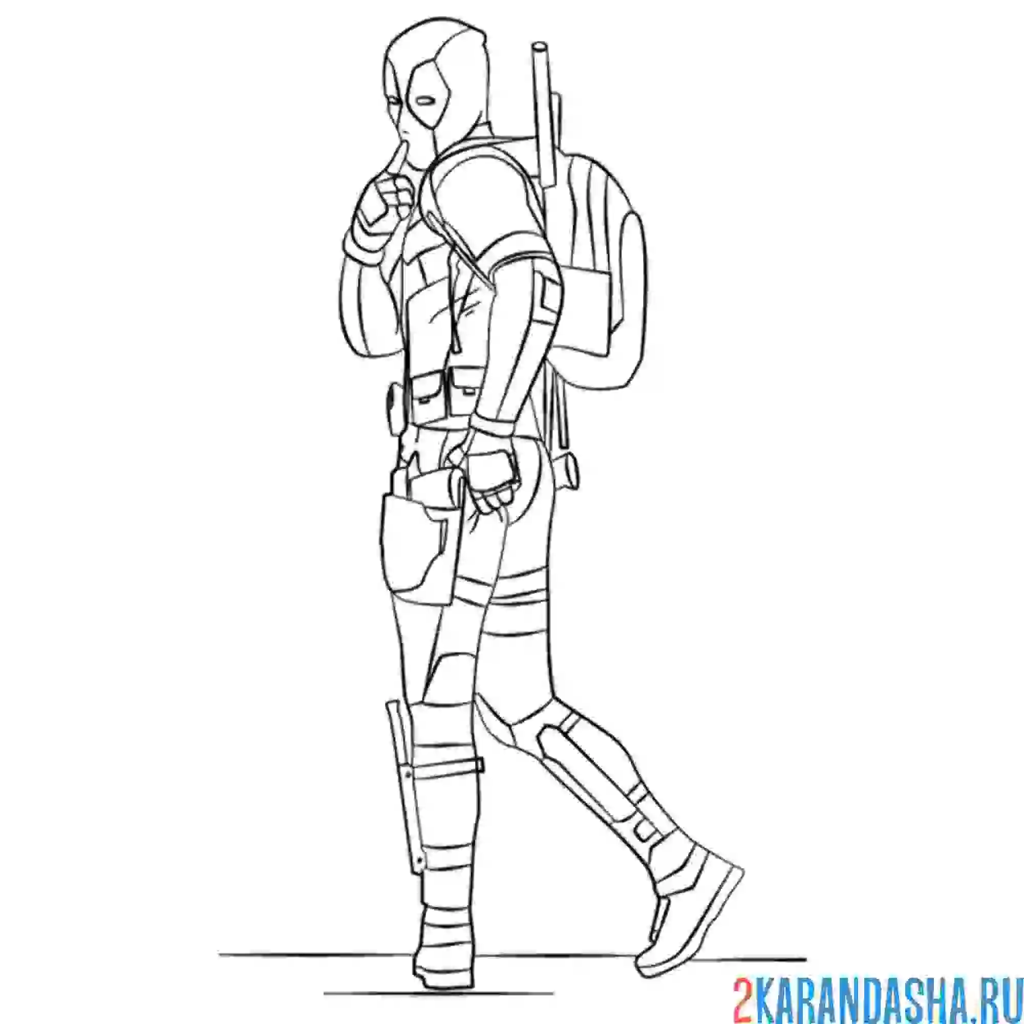 Раскраска дэдпул стесняется